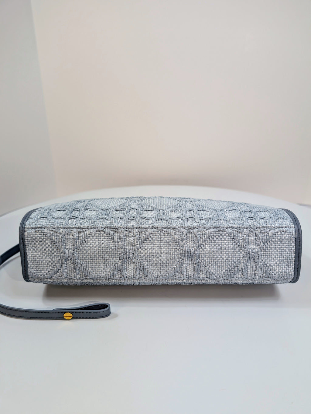 Christian Dior Raffia Cannage Caro Zipped Wristlet