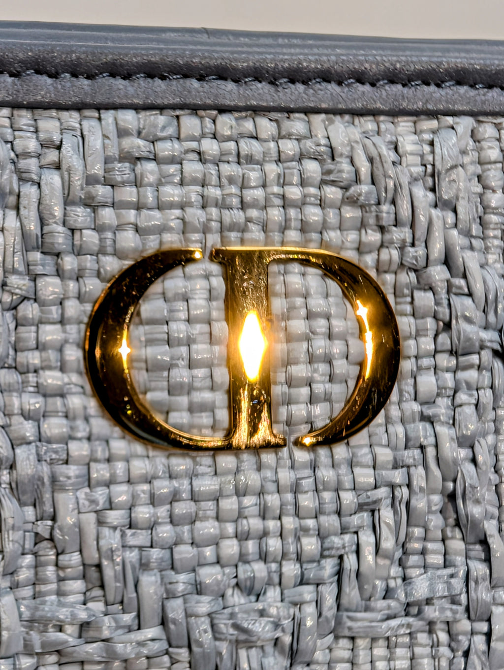 Christian Dior Raffia Cannage Caro Zipped Wristlet