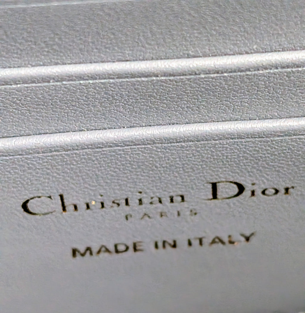 Christian Dior Raffia Cannage Caro Zipped Wristlet