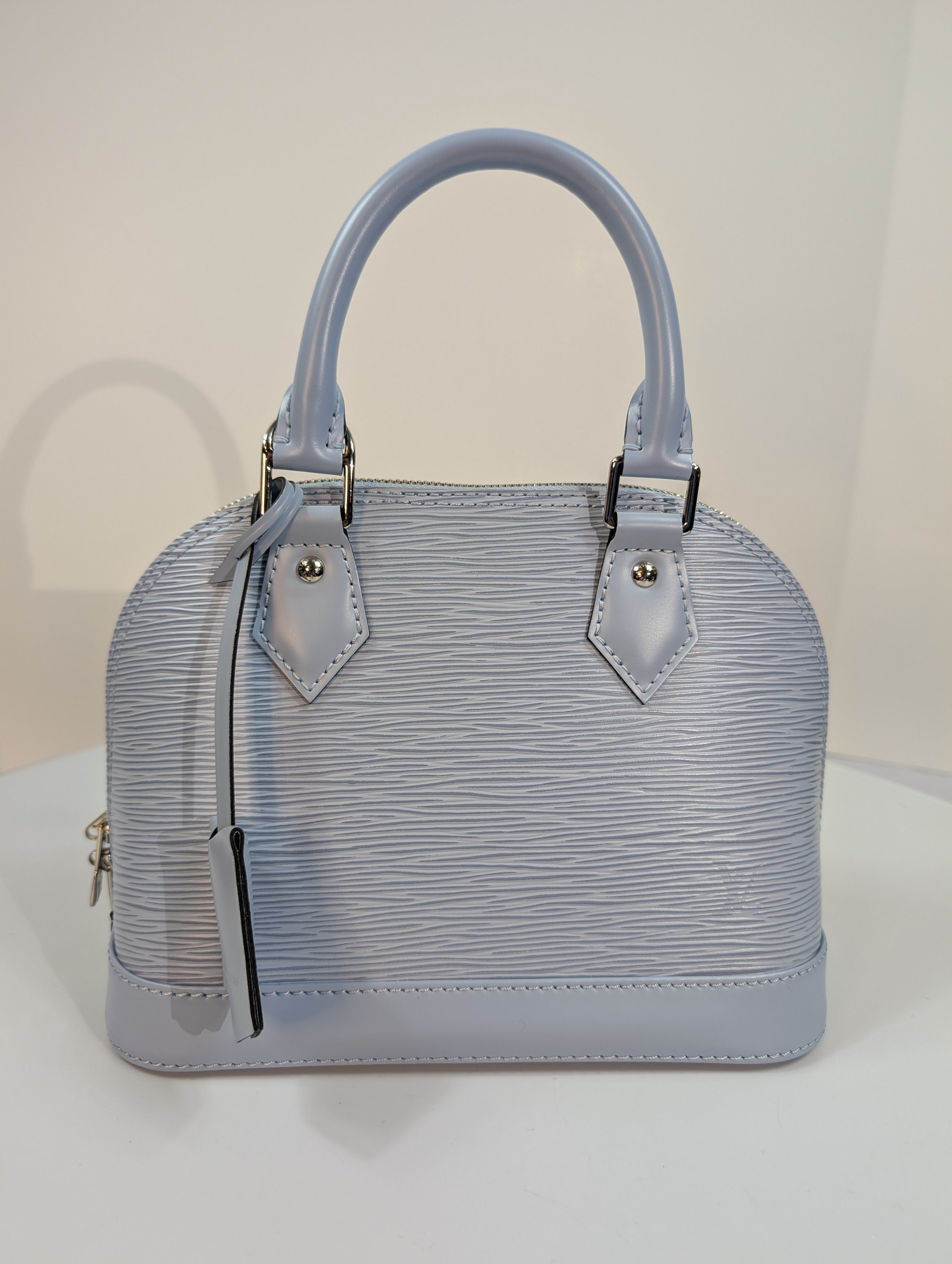 Louis Vuitton Alma BB Handbag in Blue Epi Leather with LV Strap