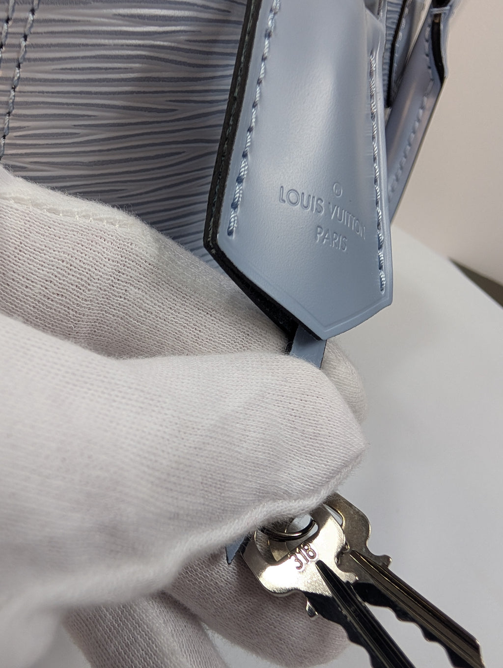 Louis Vuitton Alma BB Handbag in Blue Epi Leather with LV Strap