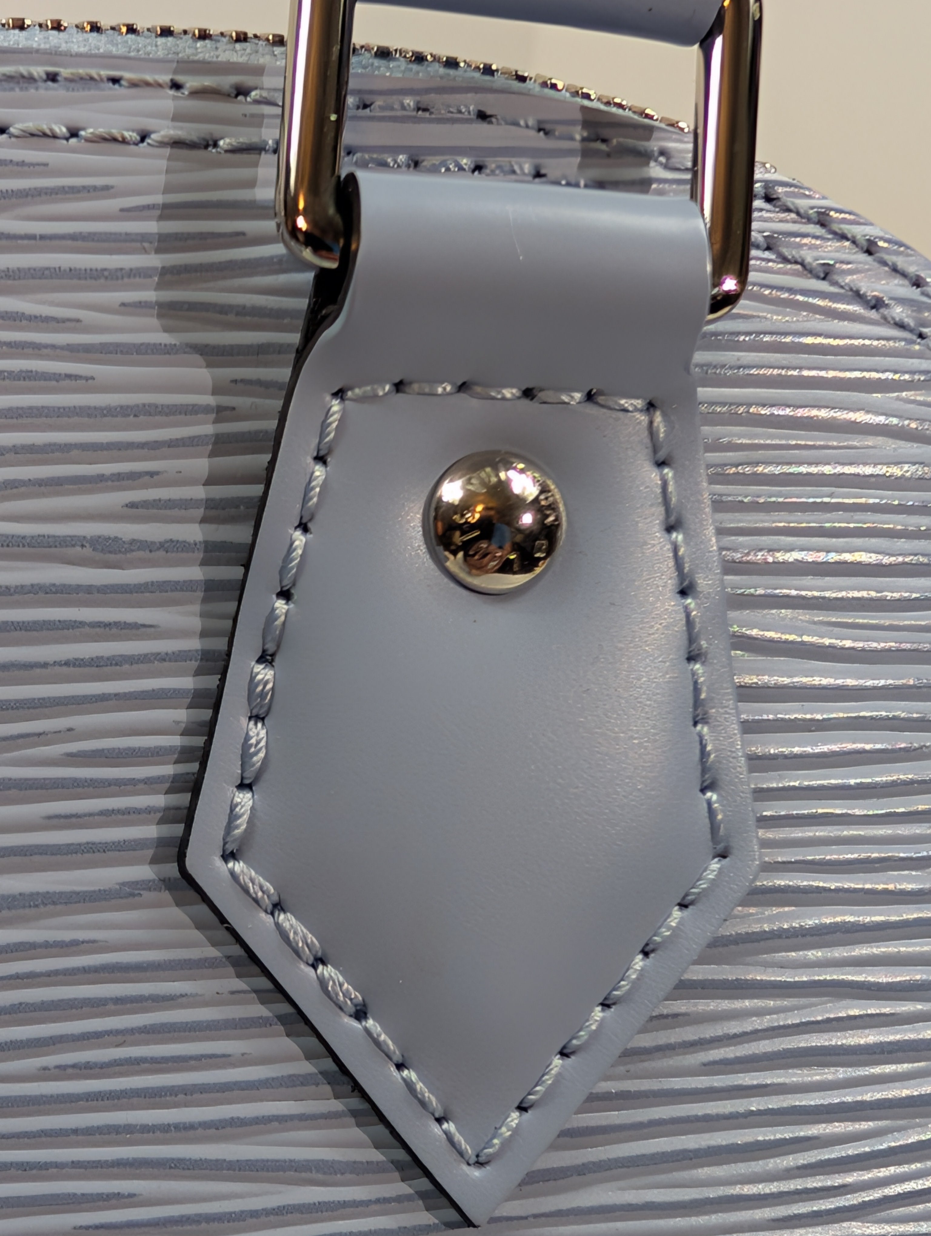 Louis Vuitton Alma BB Handbag in Blue Epi Leather with LV Strap