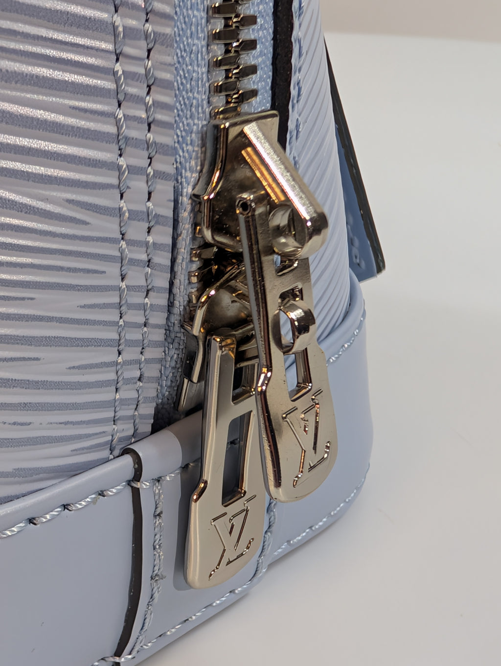 Louis Vuitton Alma BB Handbag in Blue Epi Leather with LV Strap