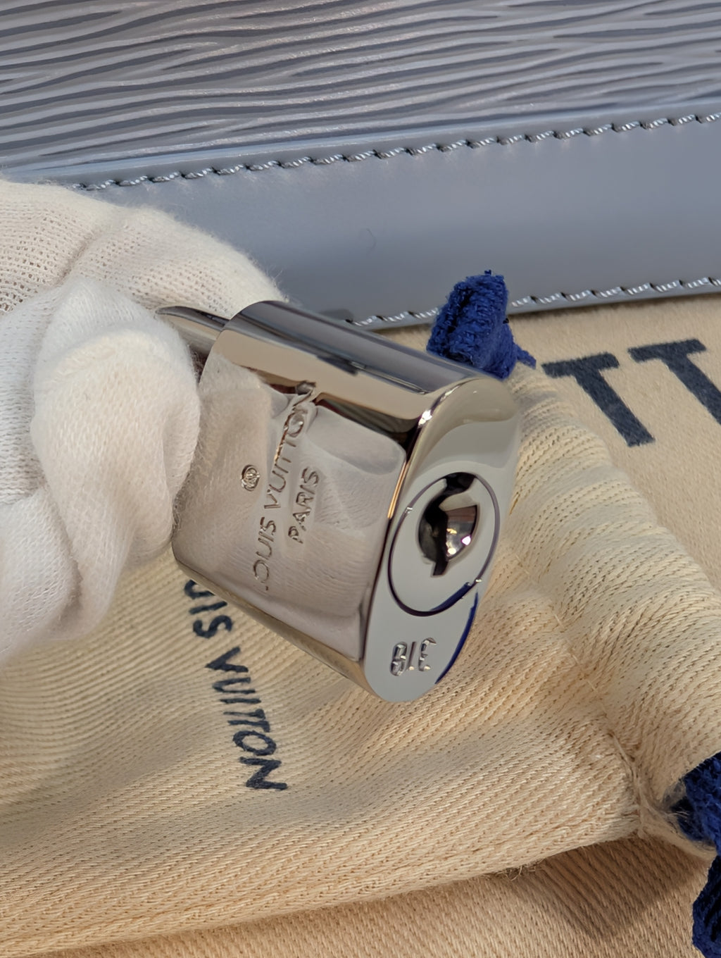 Louis Vuitton Alma BB Handbag in Blue Epi Leather with LV Strap