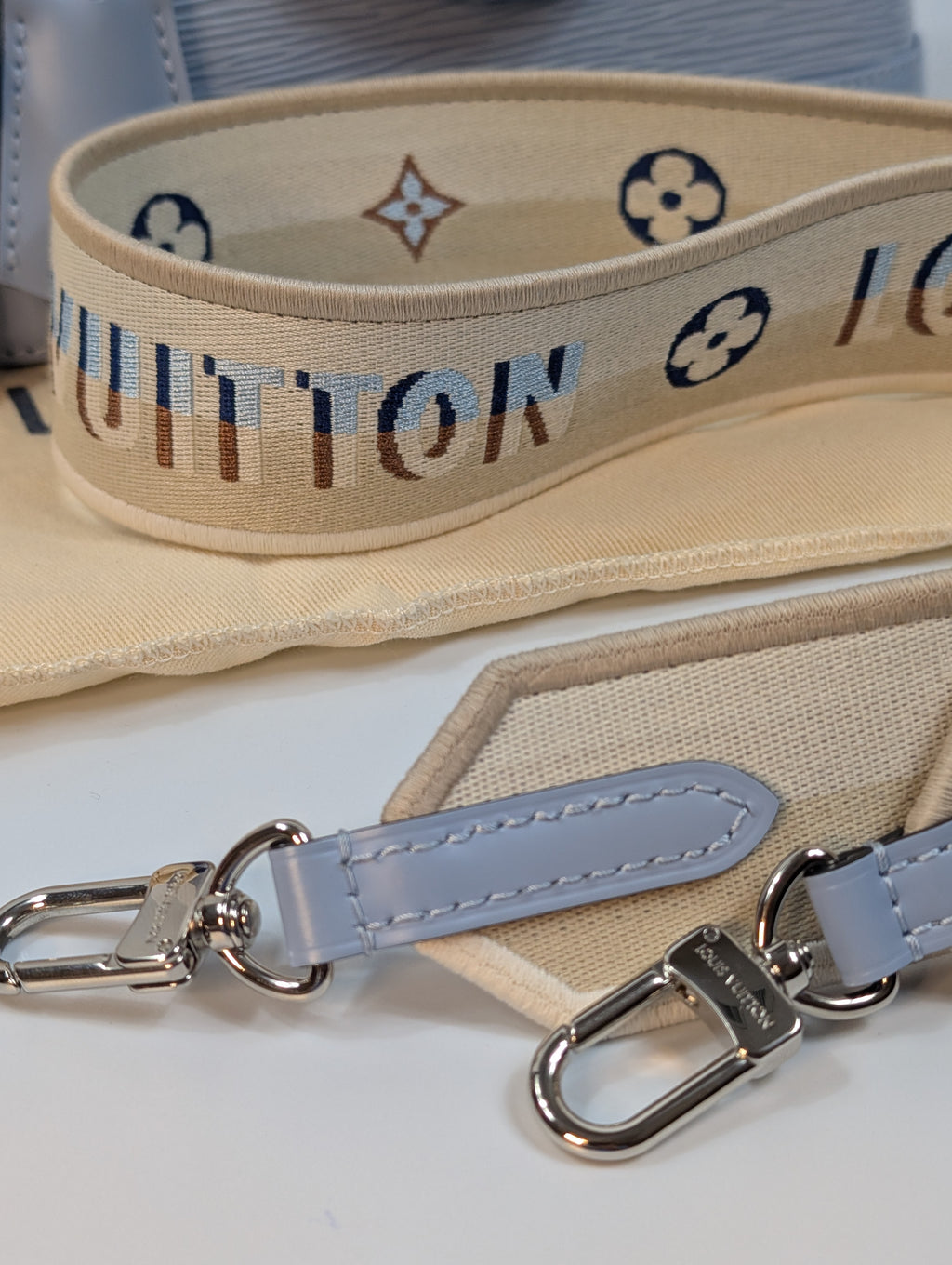 Louis Vuitton Alma BB Handbag in Blue Epi Leather with LV Strap