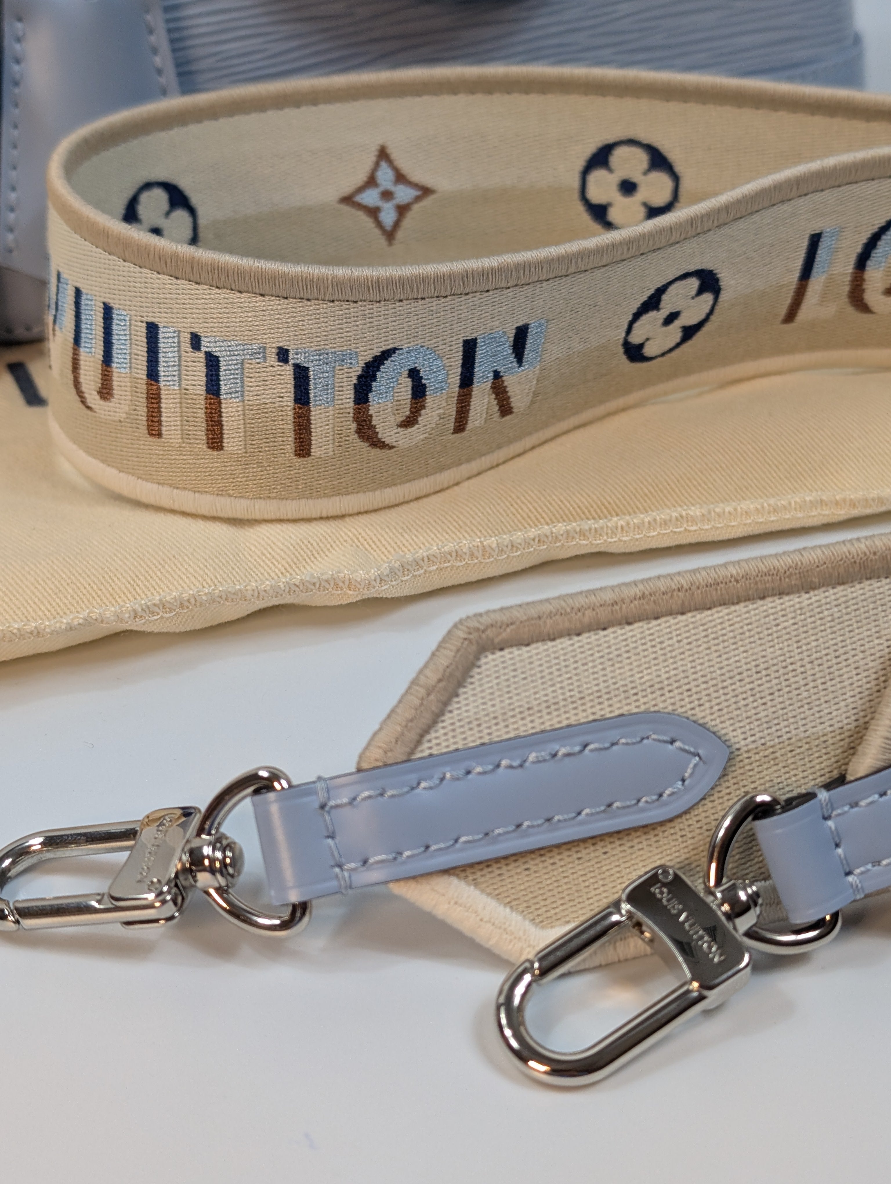 Louis Vuitton Alma BB Handbag in Blue Epi Leather with LV Strap