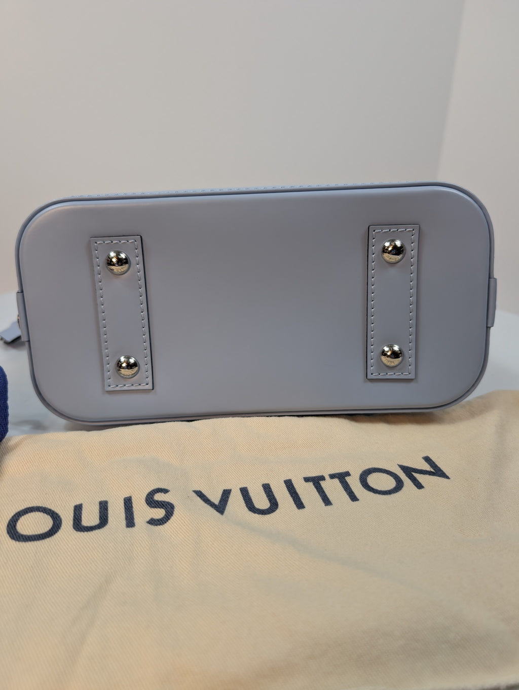 Louis Vuitton Alma BB Handbag in Blue Epi Leather with LV Strap