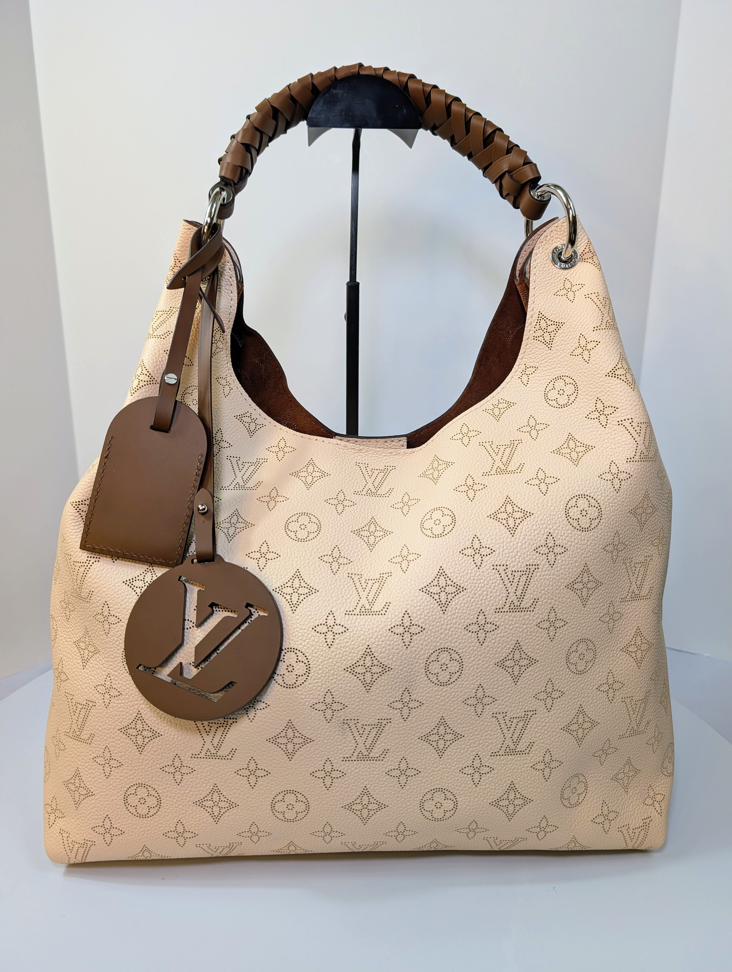 Louis Vuitton Cream Perforated Leather Mahina Babylon GM Hobo Bag