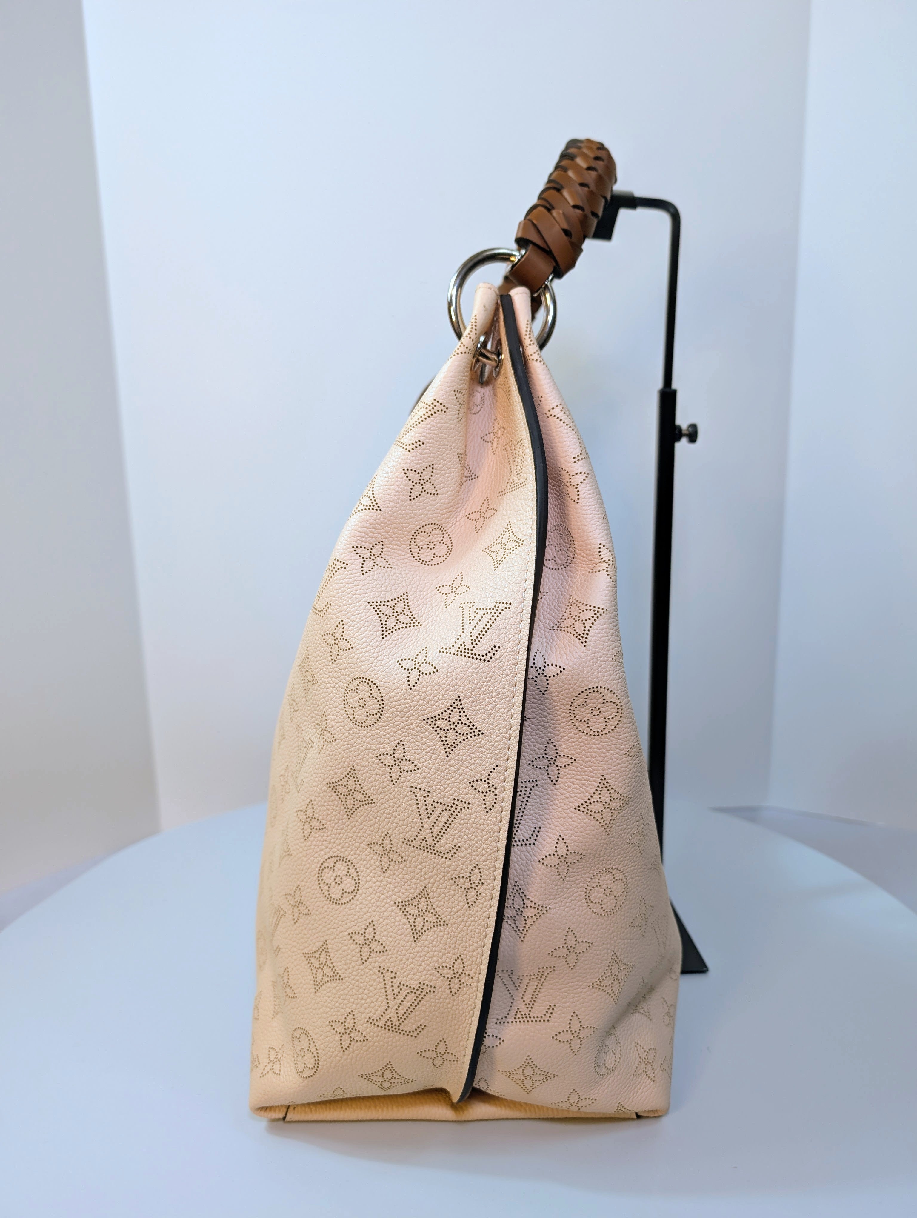 Louis Vuitton Cream Perforated Leather Mahina Babylon GM Hobo Bag