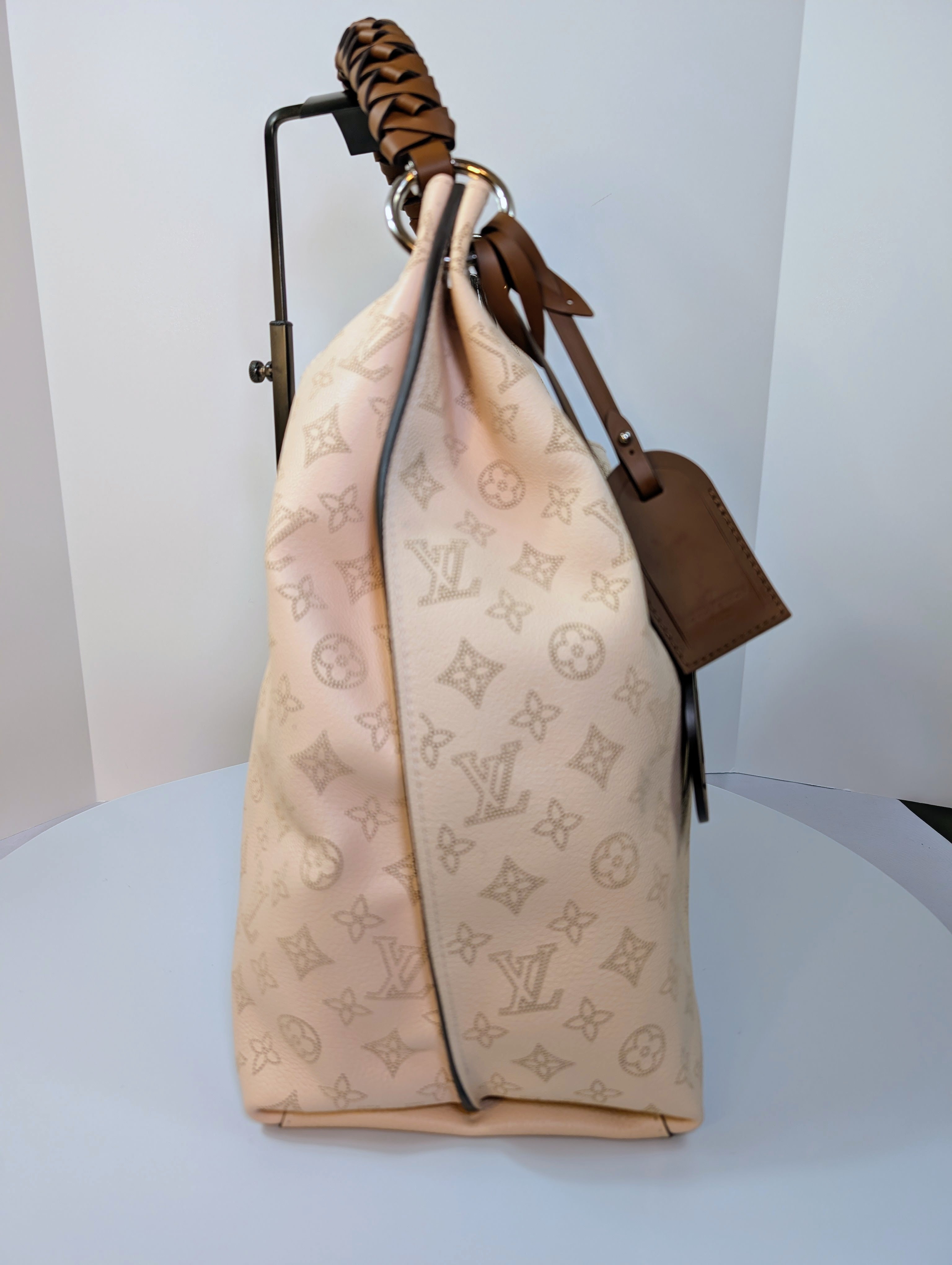 Louis Vuitton Cream Perforated Leather Mahina Babylon GM Hobo Bag