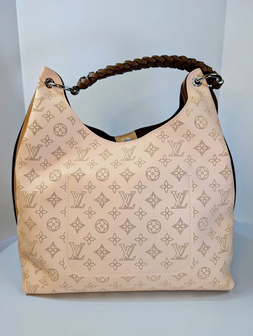 Louis Vuitton Cream Perforated Leather Mahina Babylon GM Hobo Bag