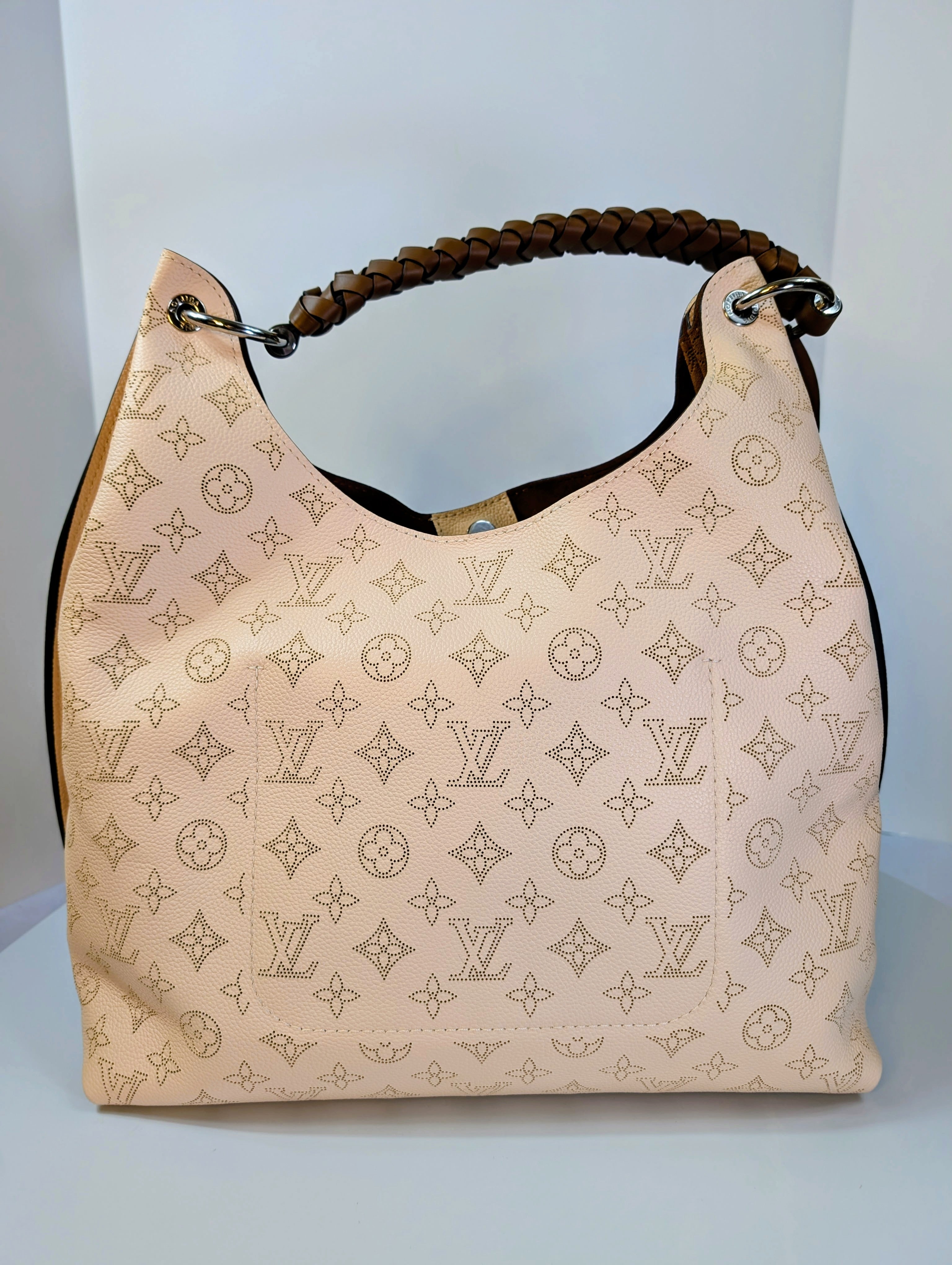Louis Vuitton Cream Perforated Leather Mahina Babylon GM Hobo Bag