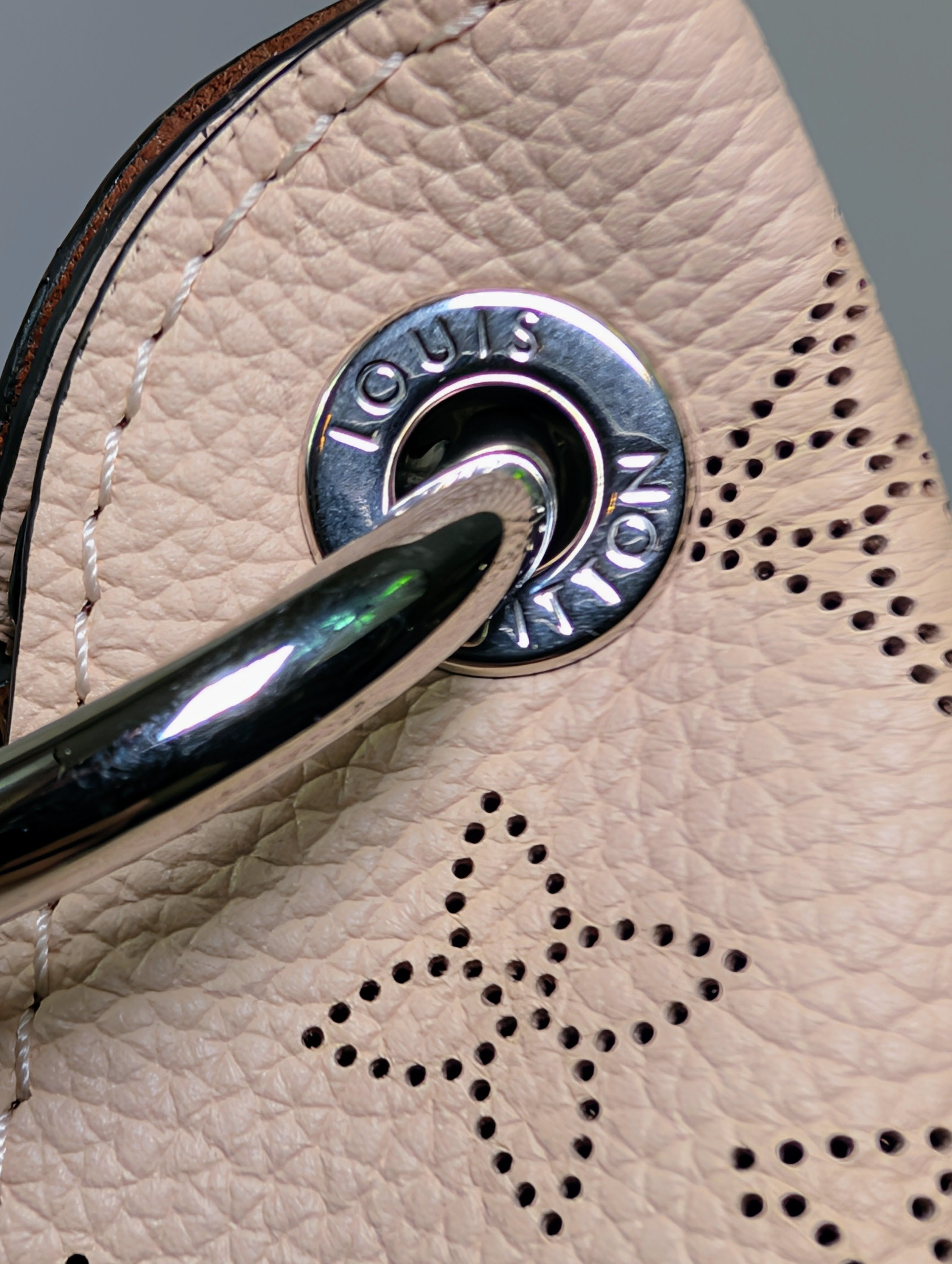 Louis Vuitton Cream Perforated Leather Mahina Babylon GM Hobo Bag