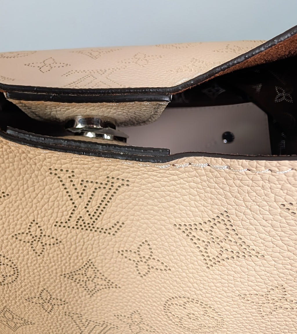 Louis Vuitton Cream Perforated Leather Mahina Babylon GM Hobo Bag