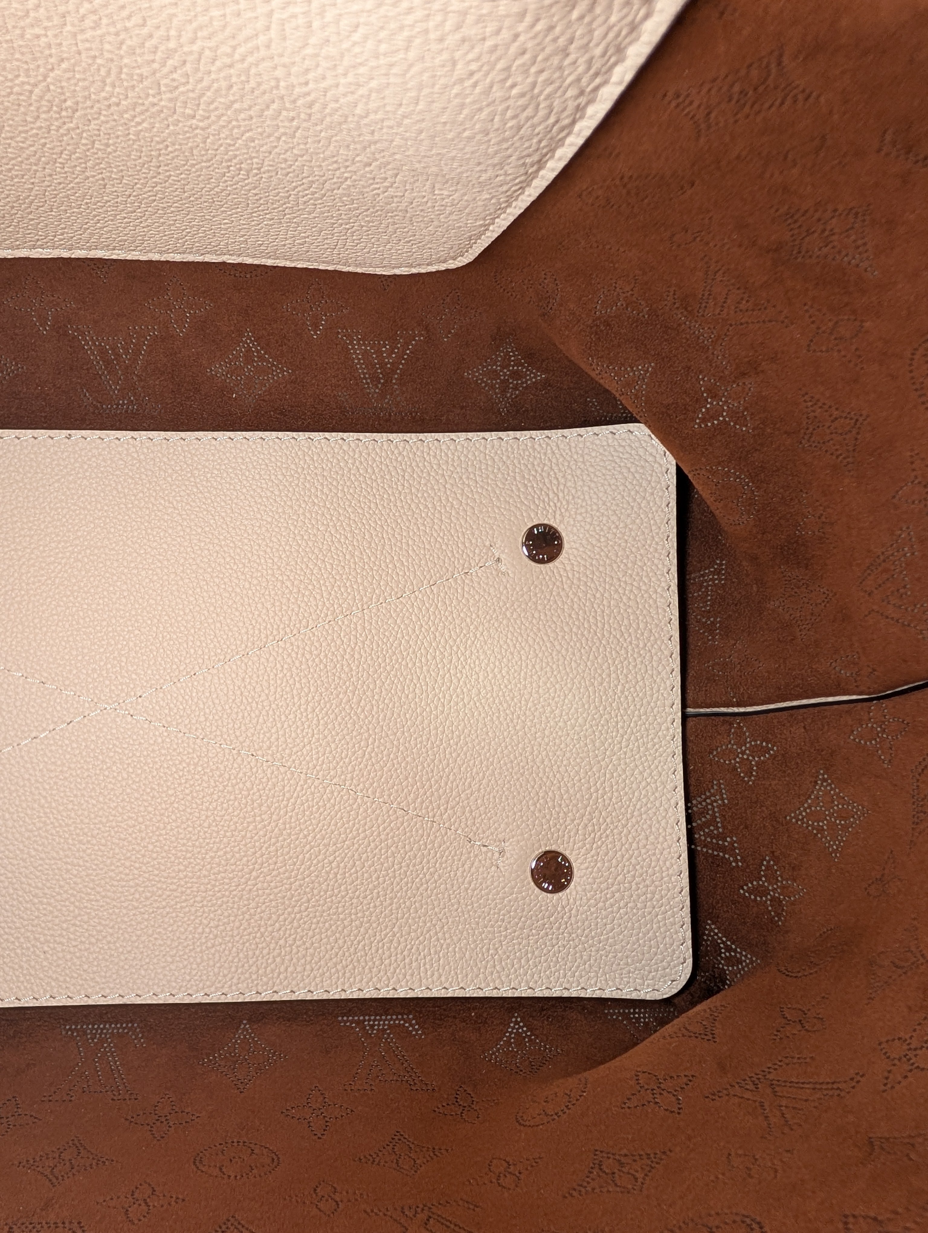 Louis Vuitton Cream Perforated Leather Mahina Babylon GM Hobo Bag