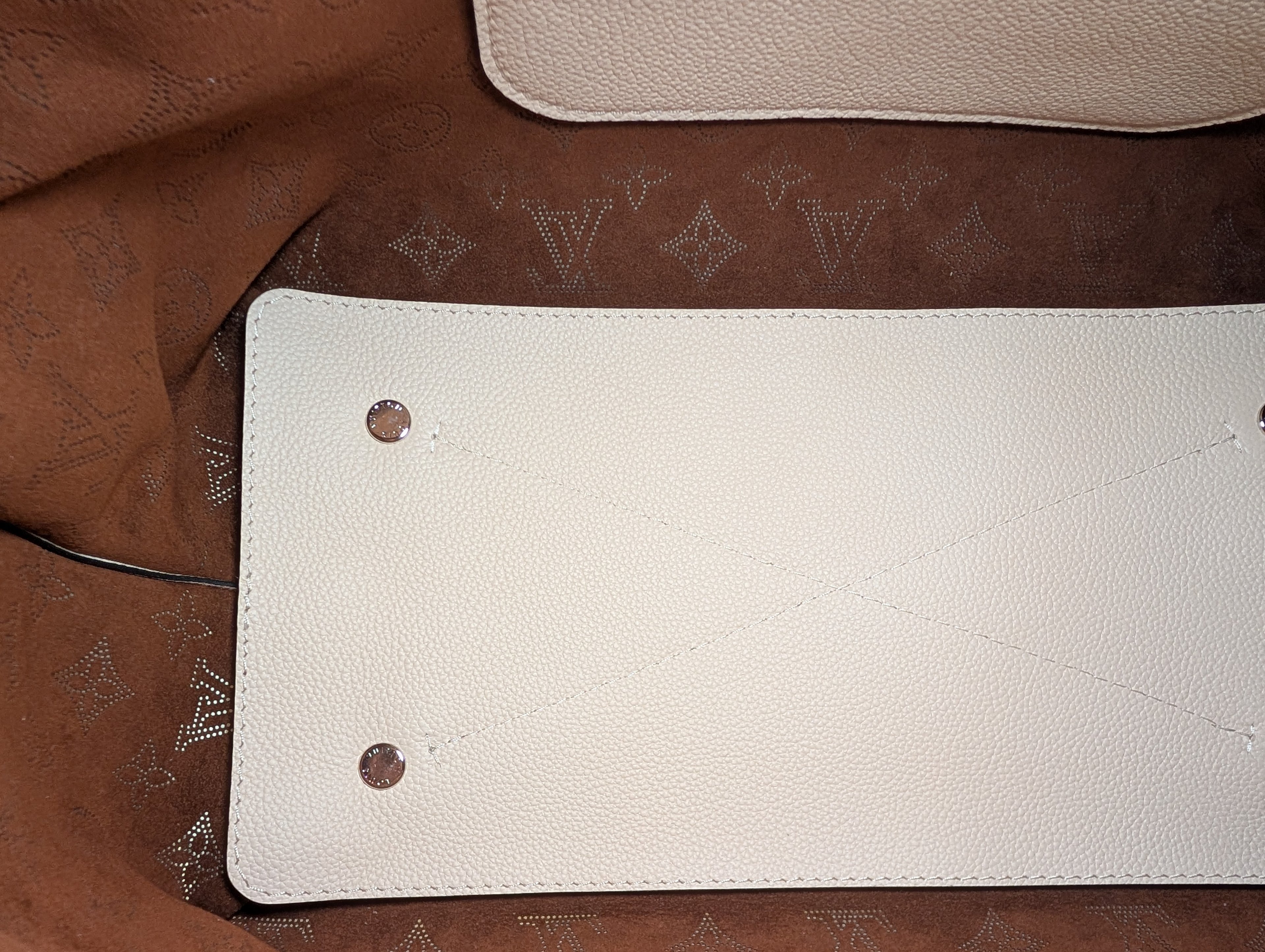 Louis Vuitton Cream Perforated Leather Mahina Babylon GM Hobo Bag