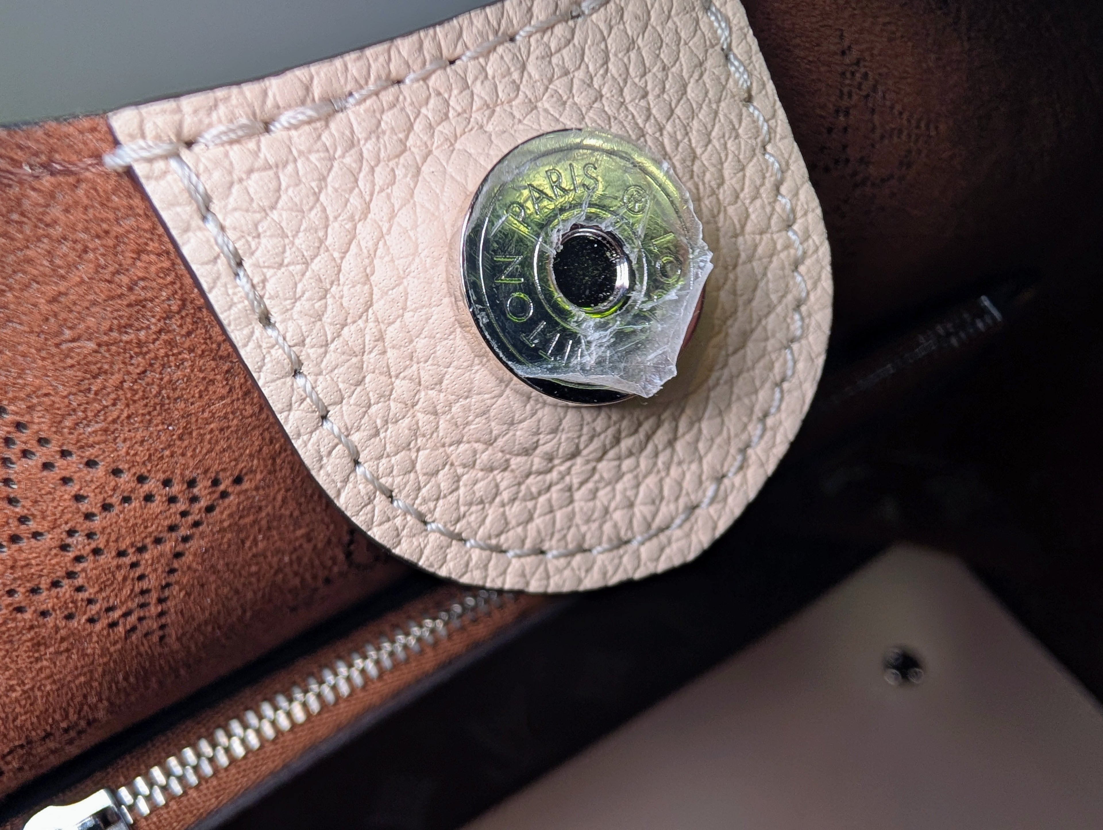 Louis Vuitton Cream Perforated Leather Mahina Babylon GM Hobo Bag