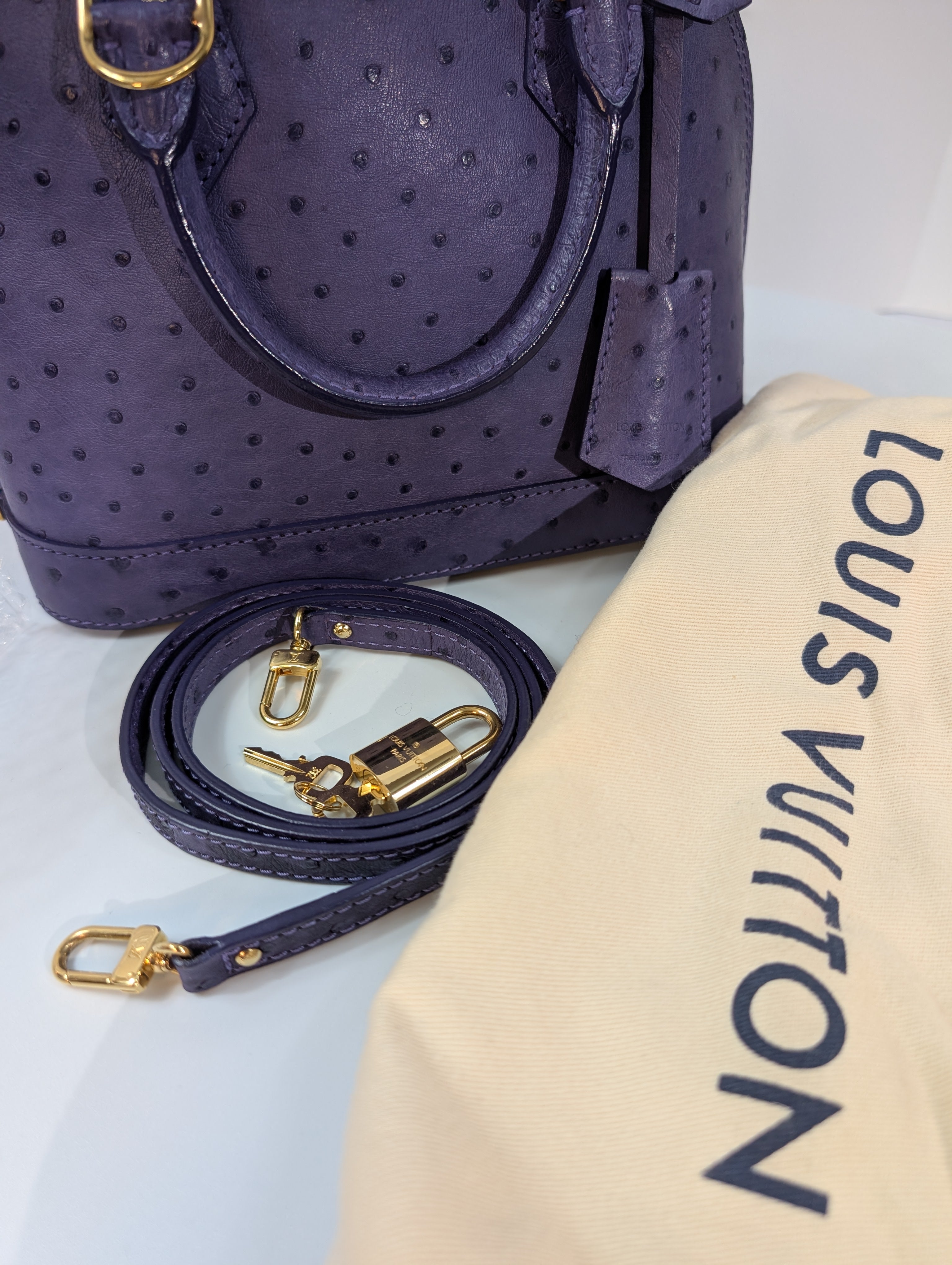Louis Vuitton Purple Alma BB in Ostrich Leather