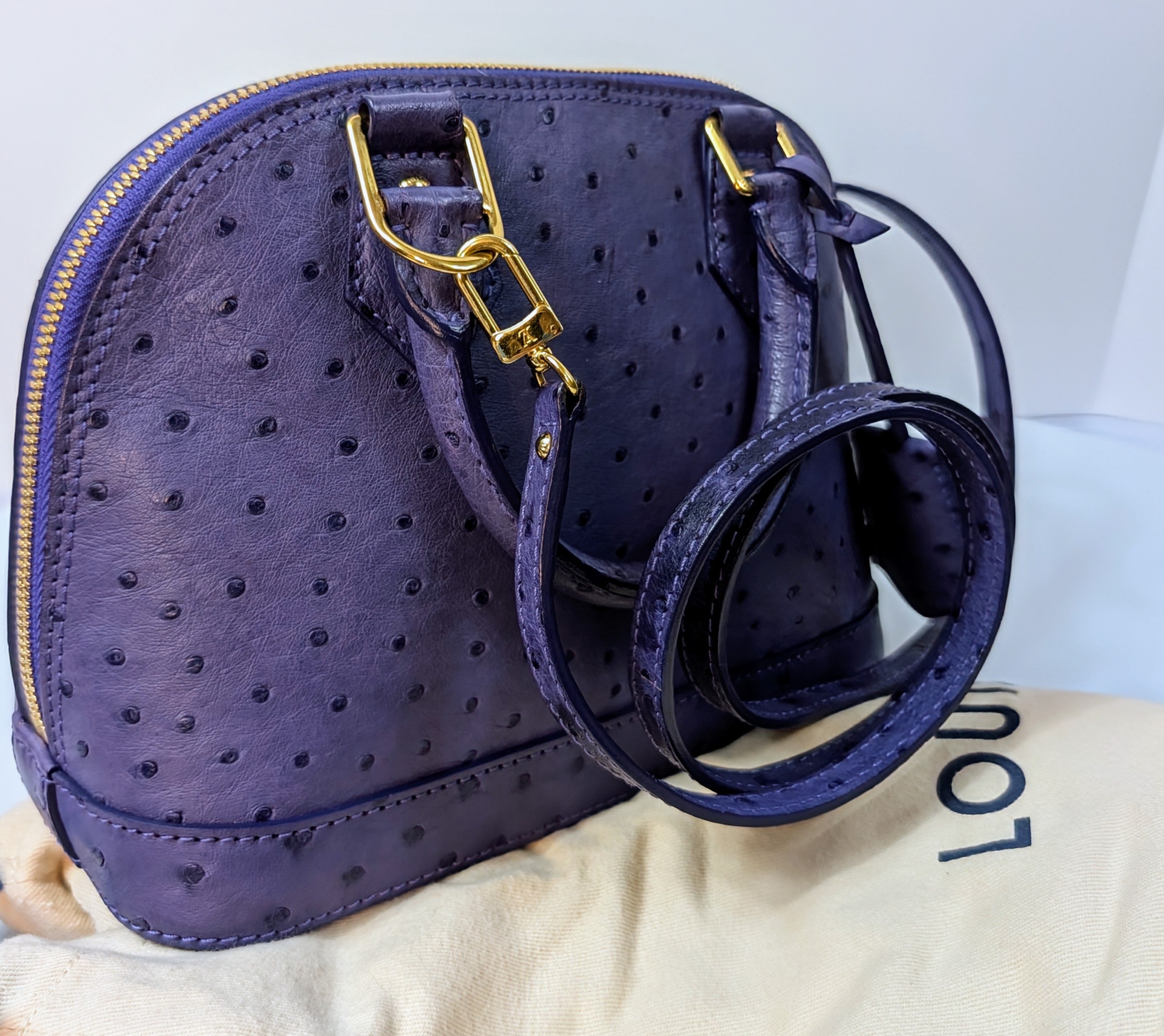 Louis Vuitton Purple Alma BB in Ostrich Leather