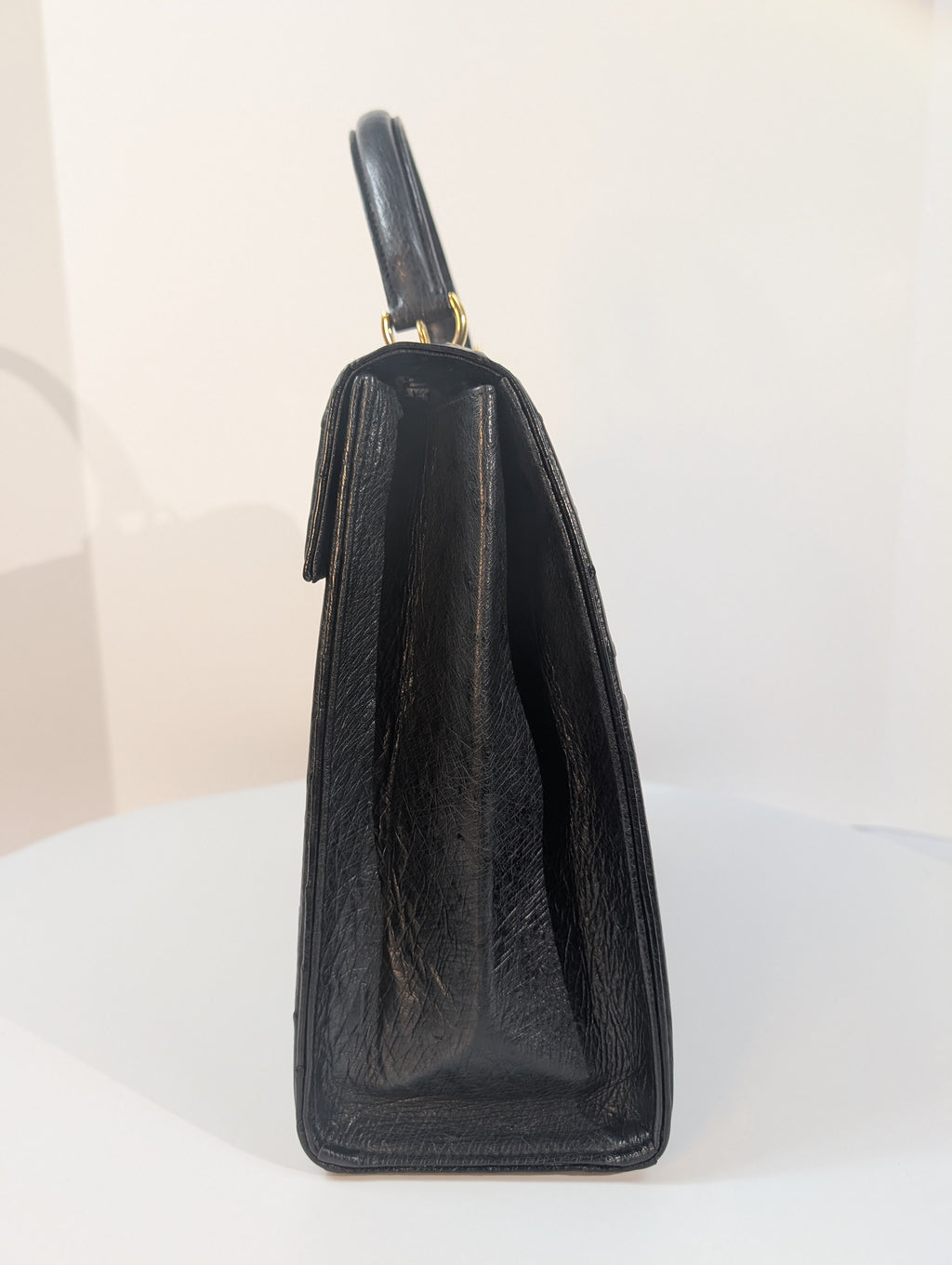 Gucci Rare Black Exotic Ostrich Leather Lady Lock Bag (Full Set)