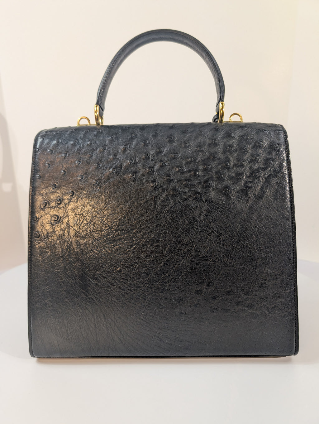 Gucci Rare Black Exotic Ostrich Leather Lady Lock Bag (Full Set)