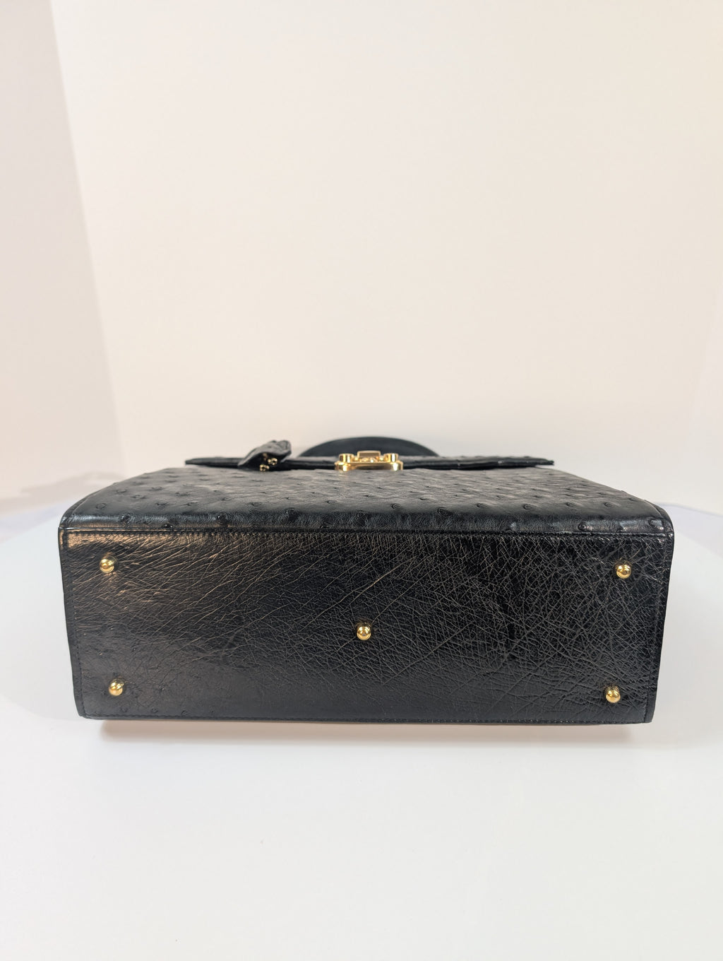 Gucci Rare Black Exotic Ostrich Leather Lady Lock Bag (Full Set)