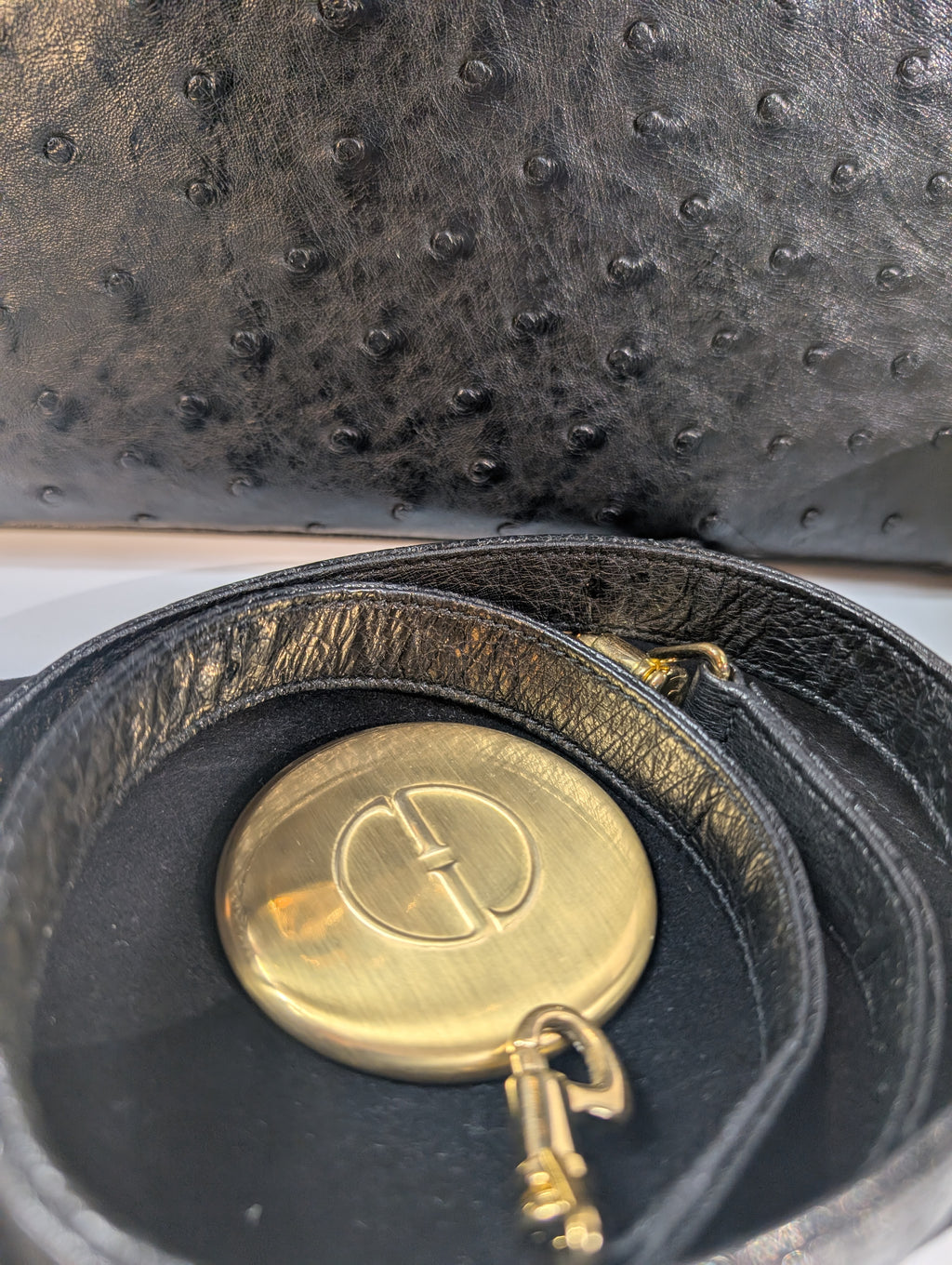 Gucci Rare Black Exotic Ostrich Leather Lady Lock Bag (Full Set)