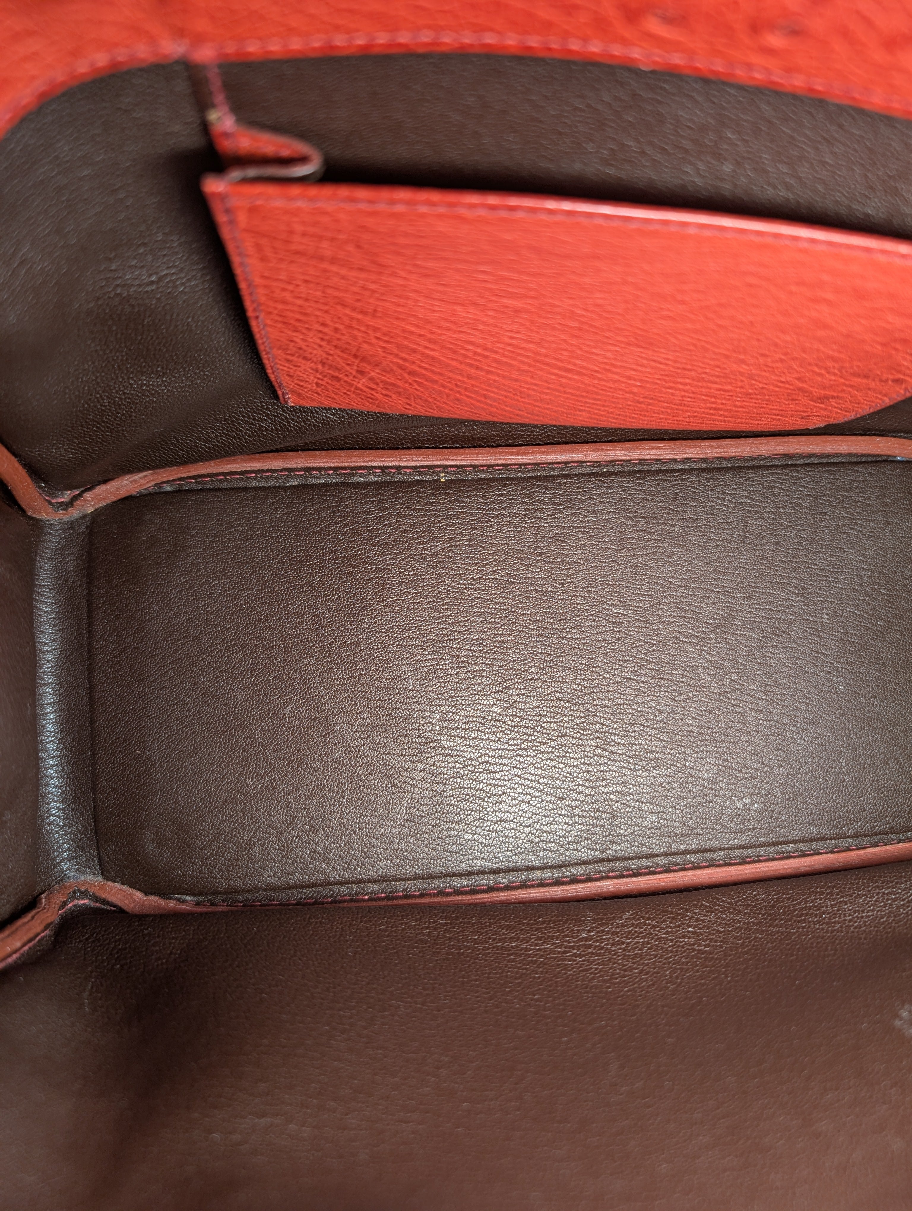 Hermes Vintage Orange Terracotta Ostrich Leather Tote Bag