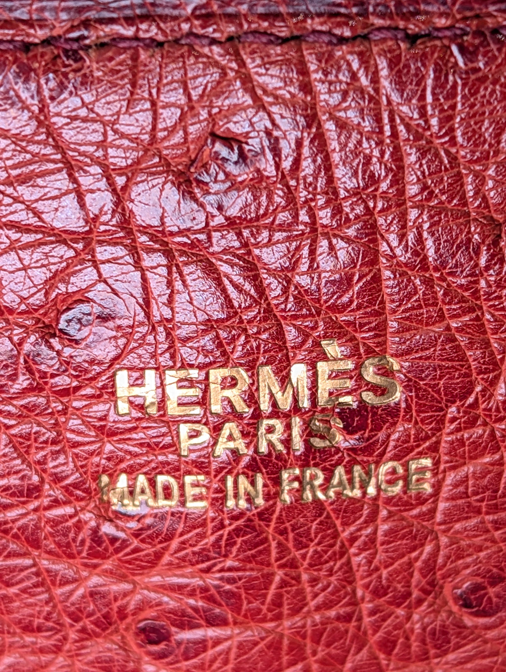 Hermes Vintage Orange Terracotta Ostrich Leather Tote Bag