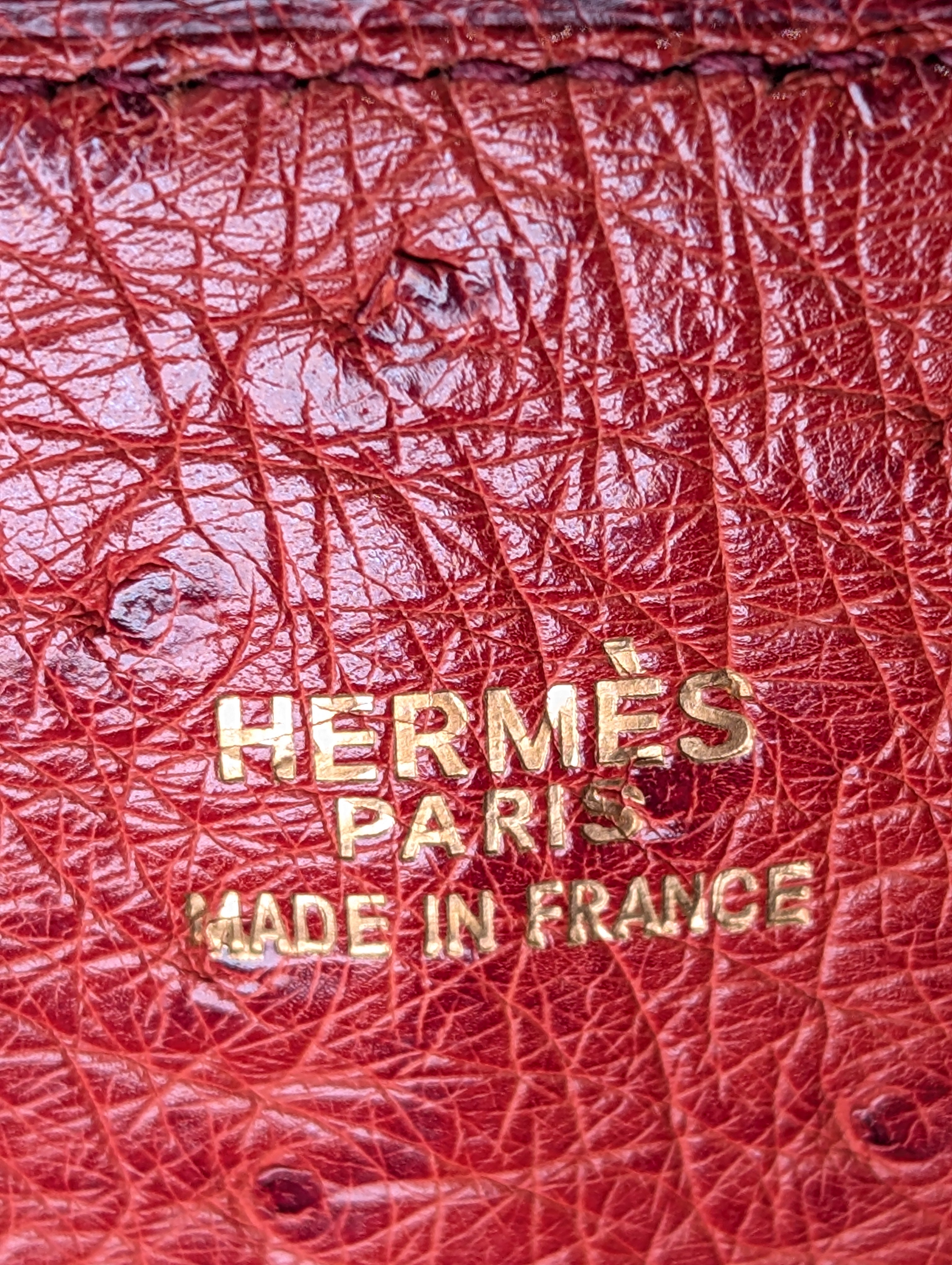 Hermes Vintage Orange Terracotta Ostrich Leather Tote Bag