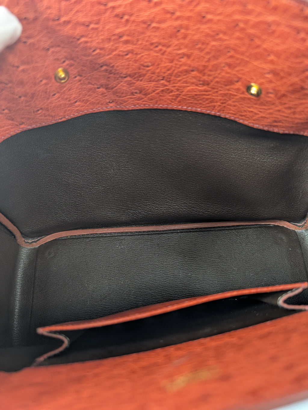 Hermes Vintage Orange Terracotta Ostrich Leather Tote Bag