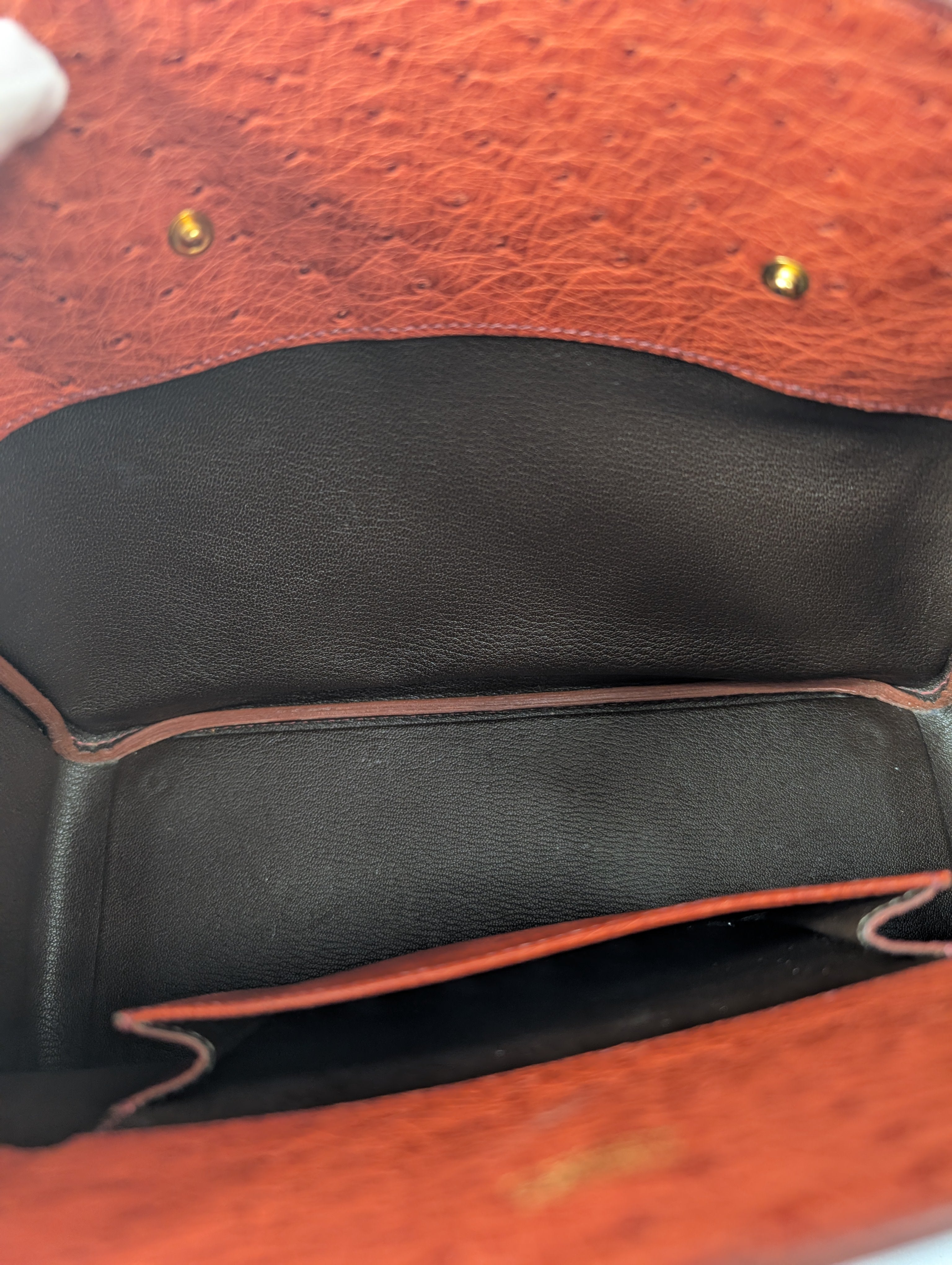 Hermes Vintage Orange Terracotta Ostrich Leather Tote Bag