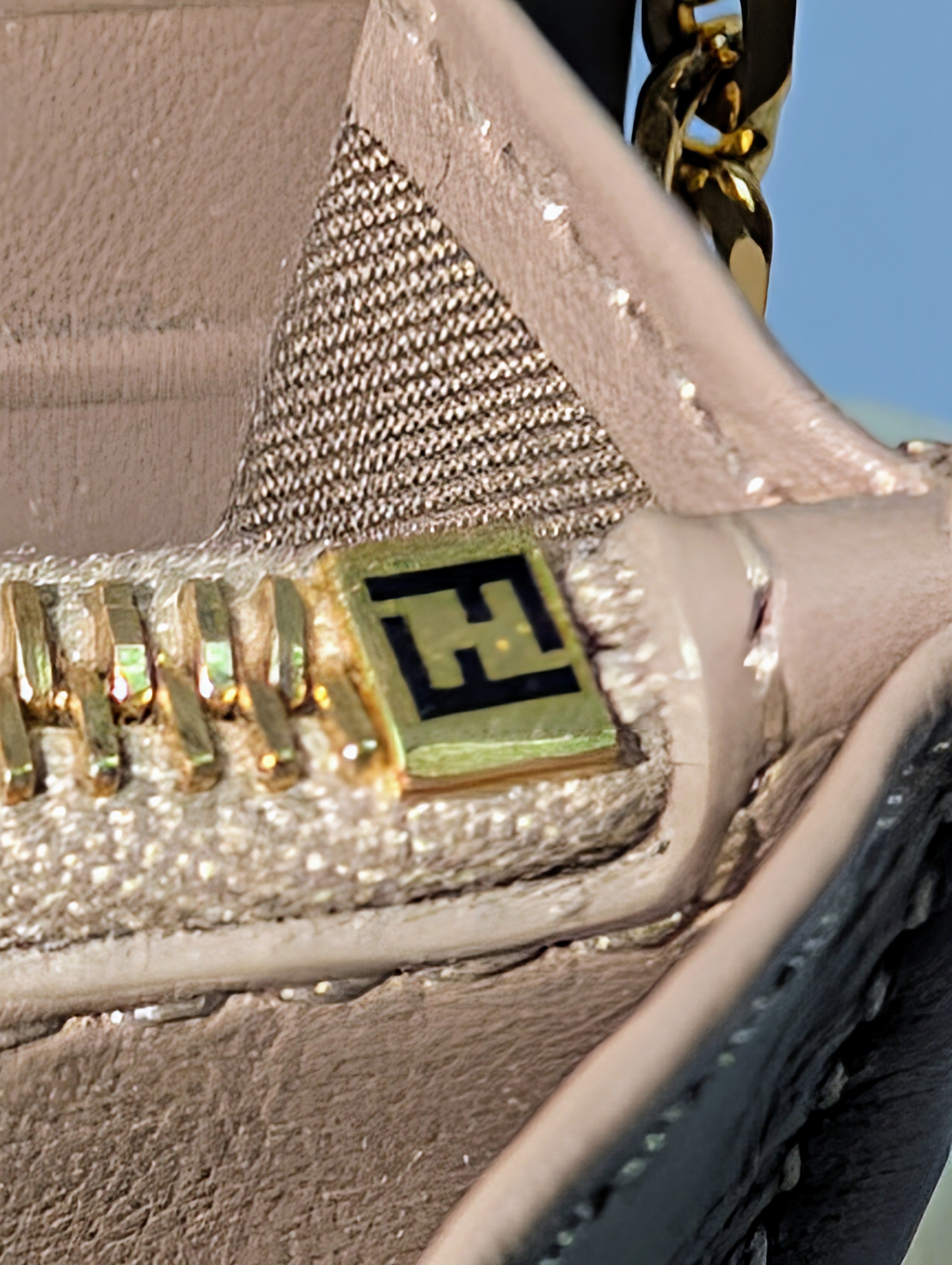 Fendi Light Taupe Continental Grained Leather Wallet on Chain (WOC)