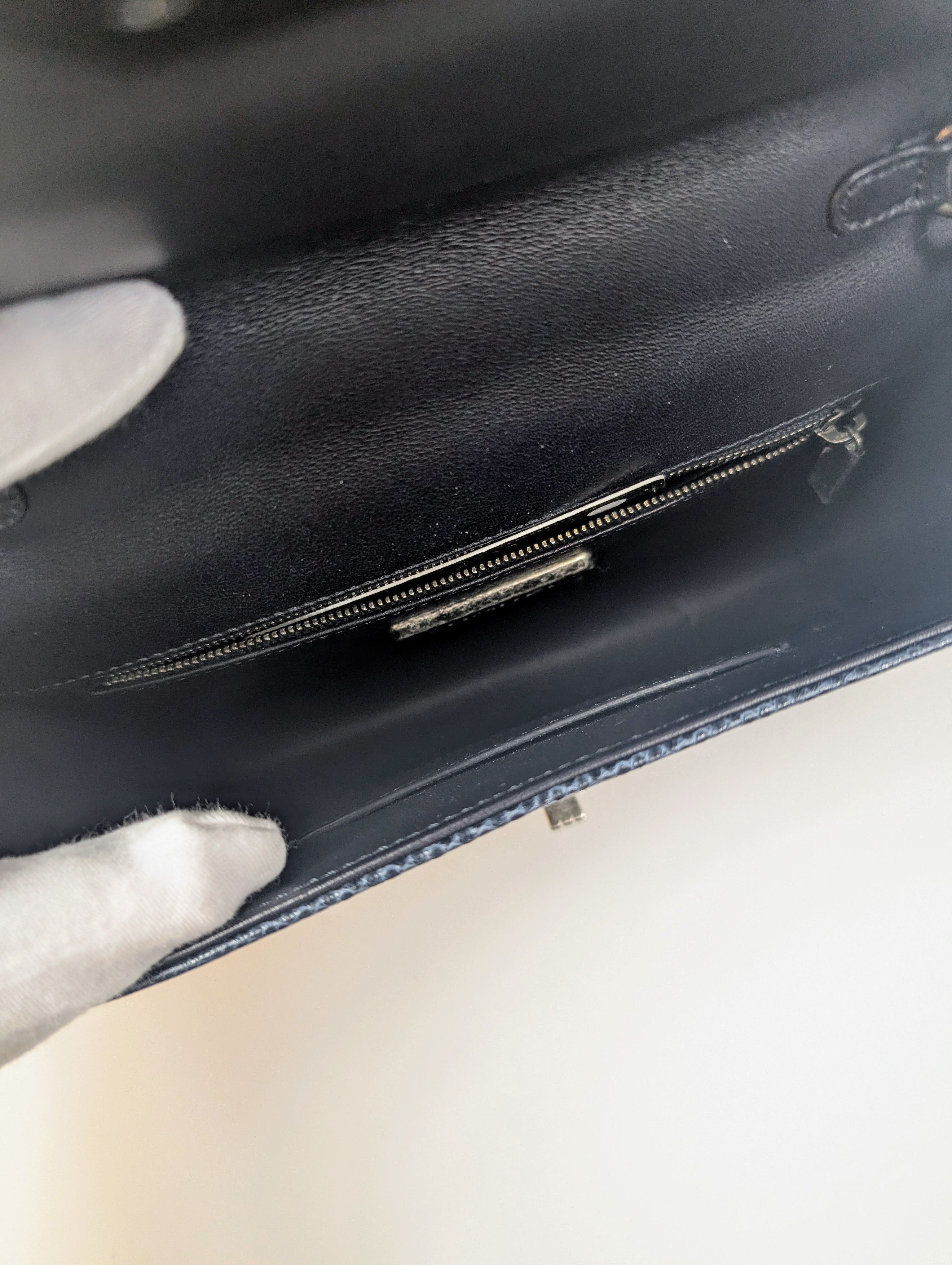 Chanel Blue and Grey Patchwork Lizard Skin Box Bag