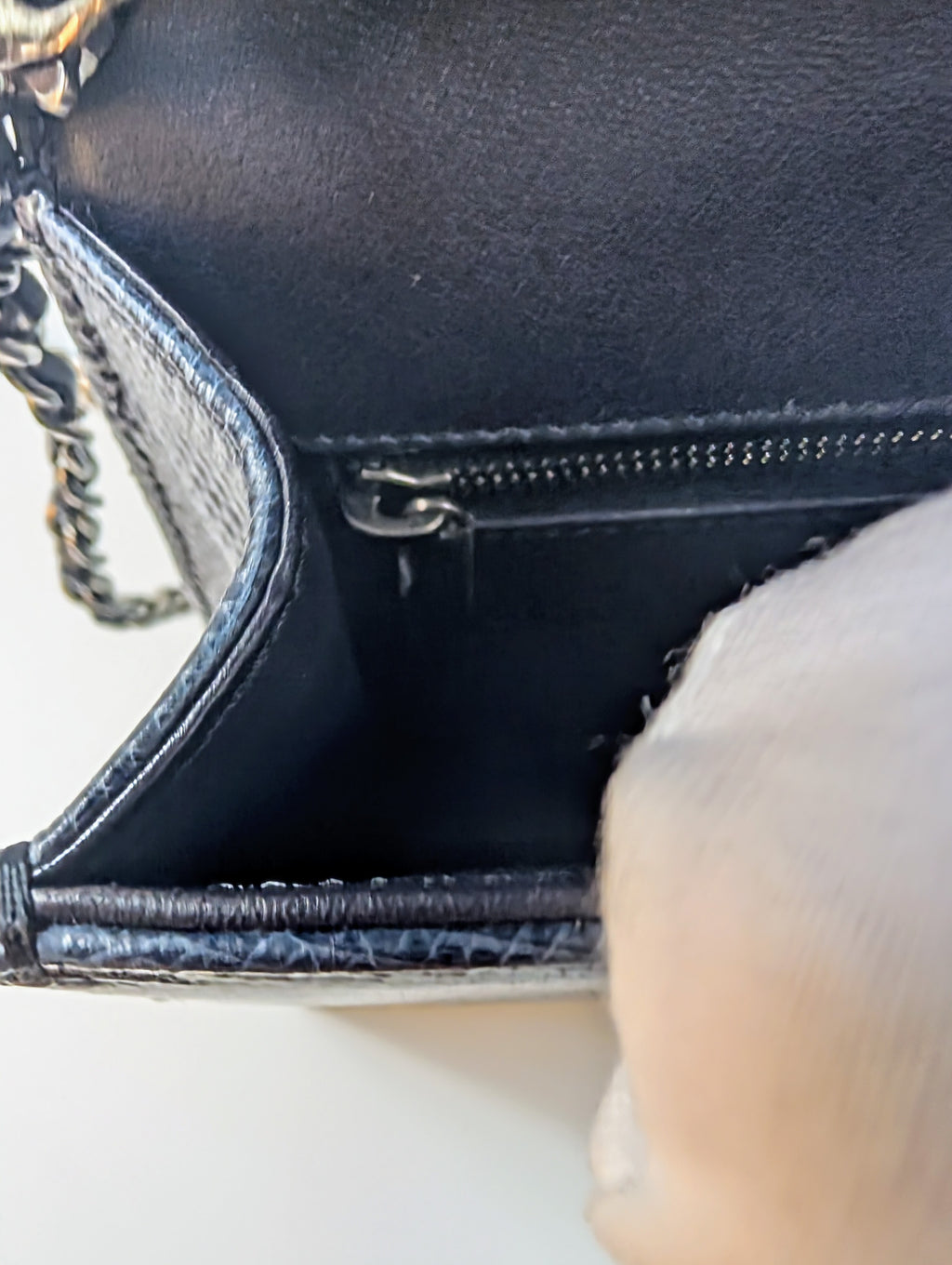 Chanel Blue and Grey Patchwork Lizard Skin Box Bag