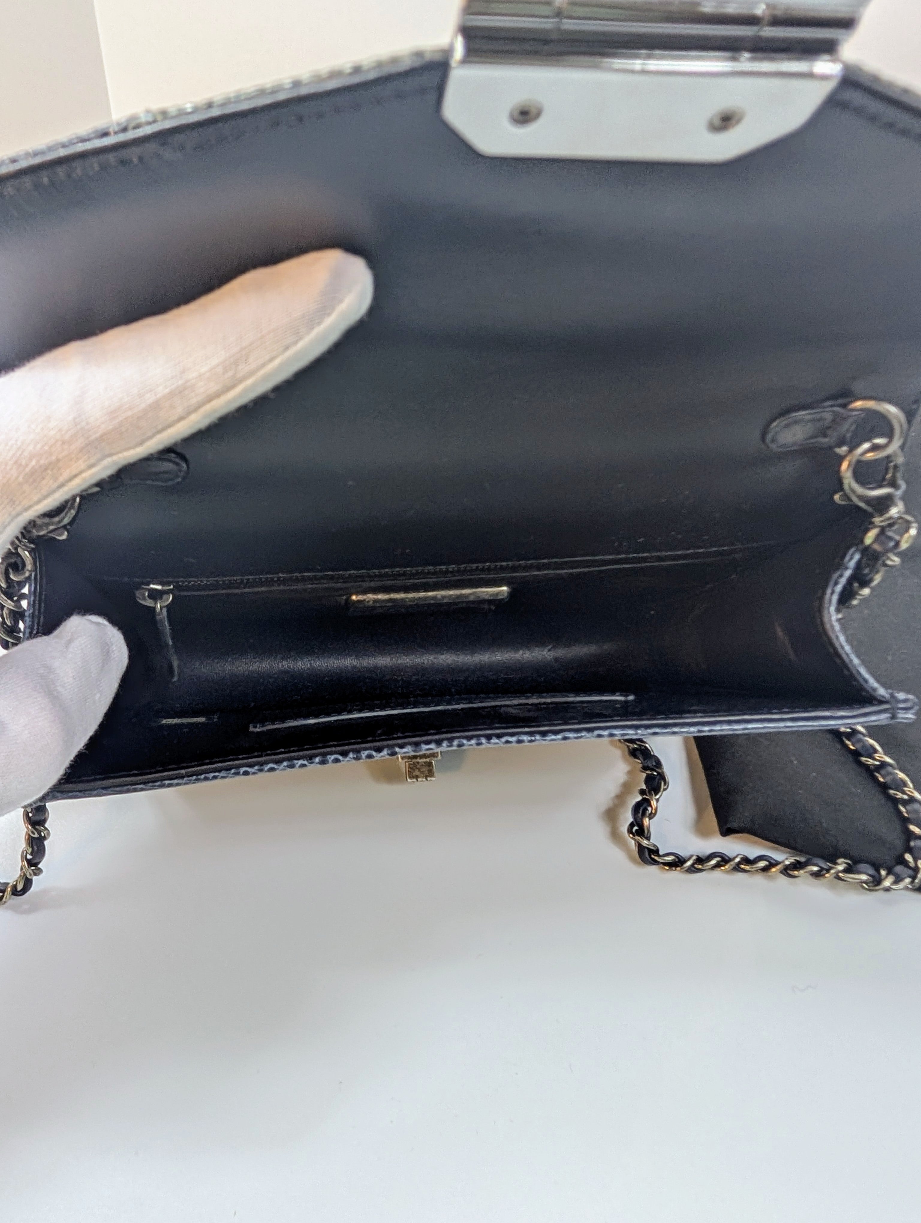 Chanel Blue and Grey Patchwork Lizard Skin Box Bag