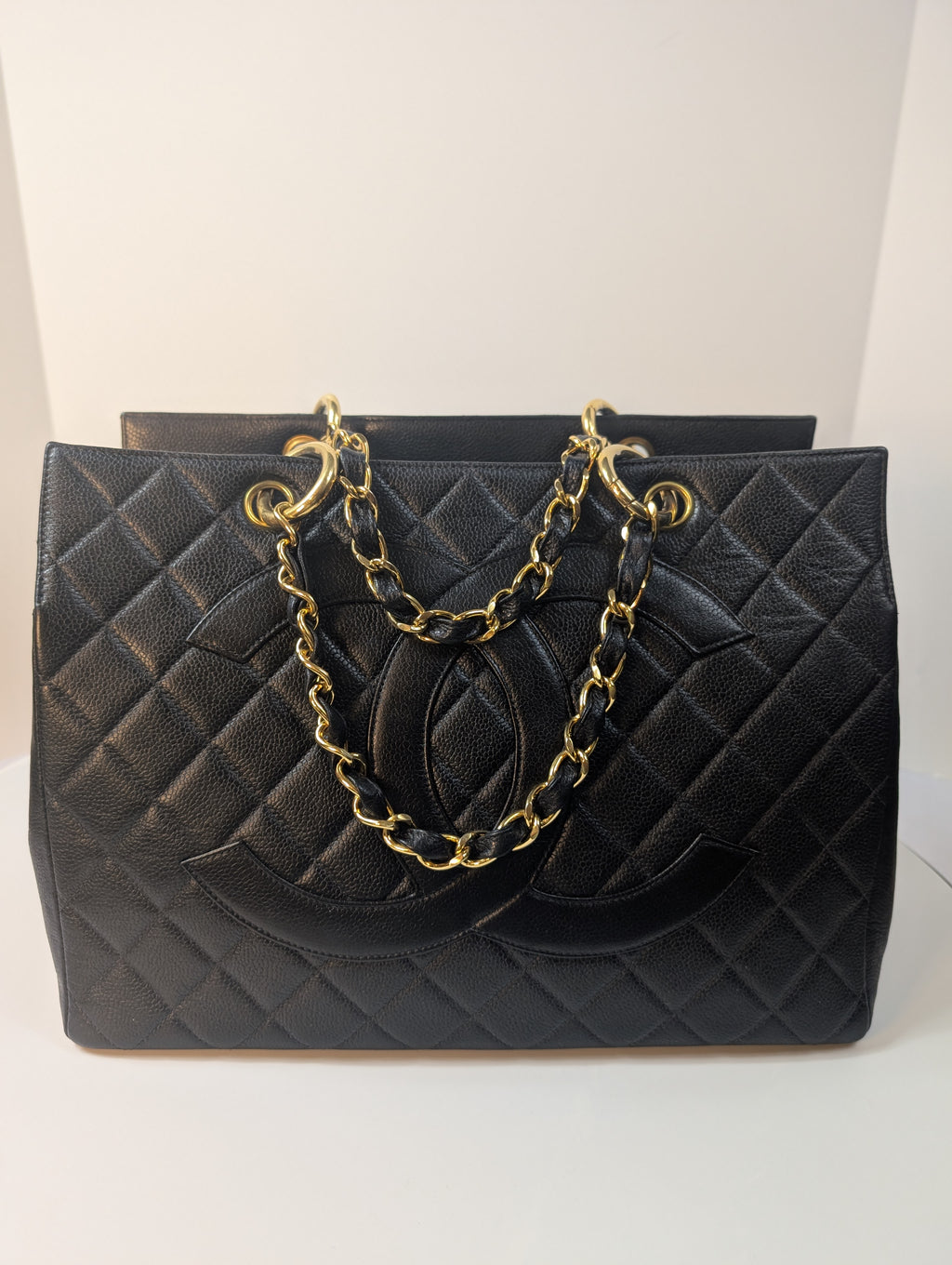 Chanel Vintage Black Quilted Caviar Grand Shopping Tote (GST), 24K gold plated