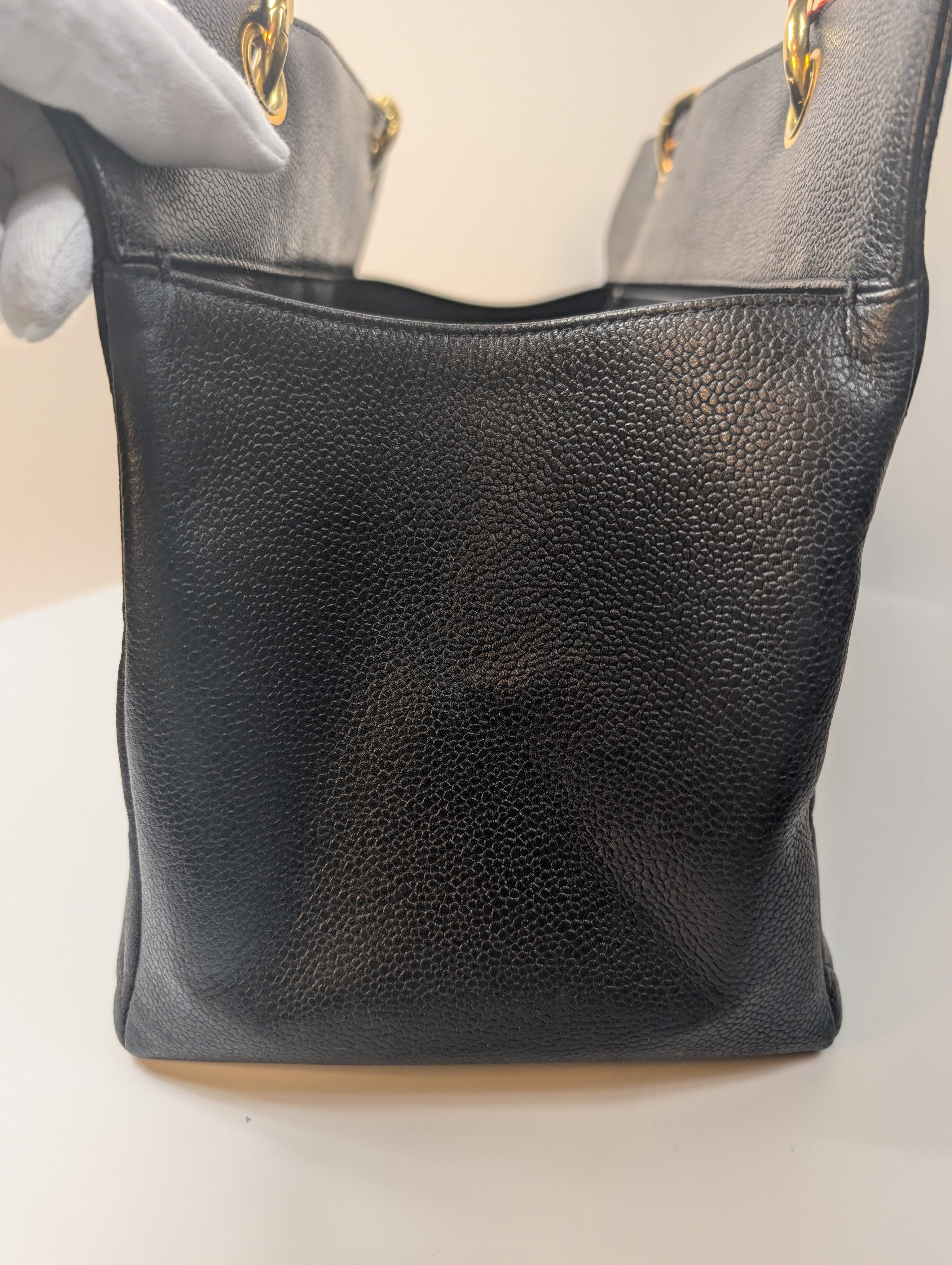 Chanel Vintage Black Quilted Caviar Grand Shopping Tote (GST), 24K gold plated