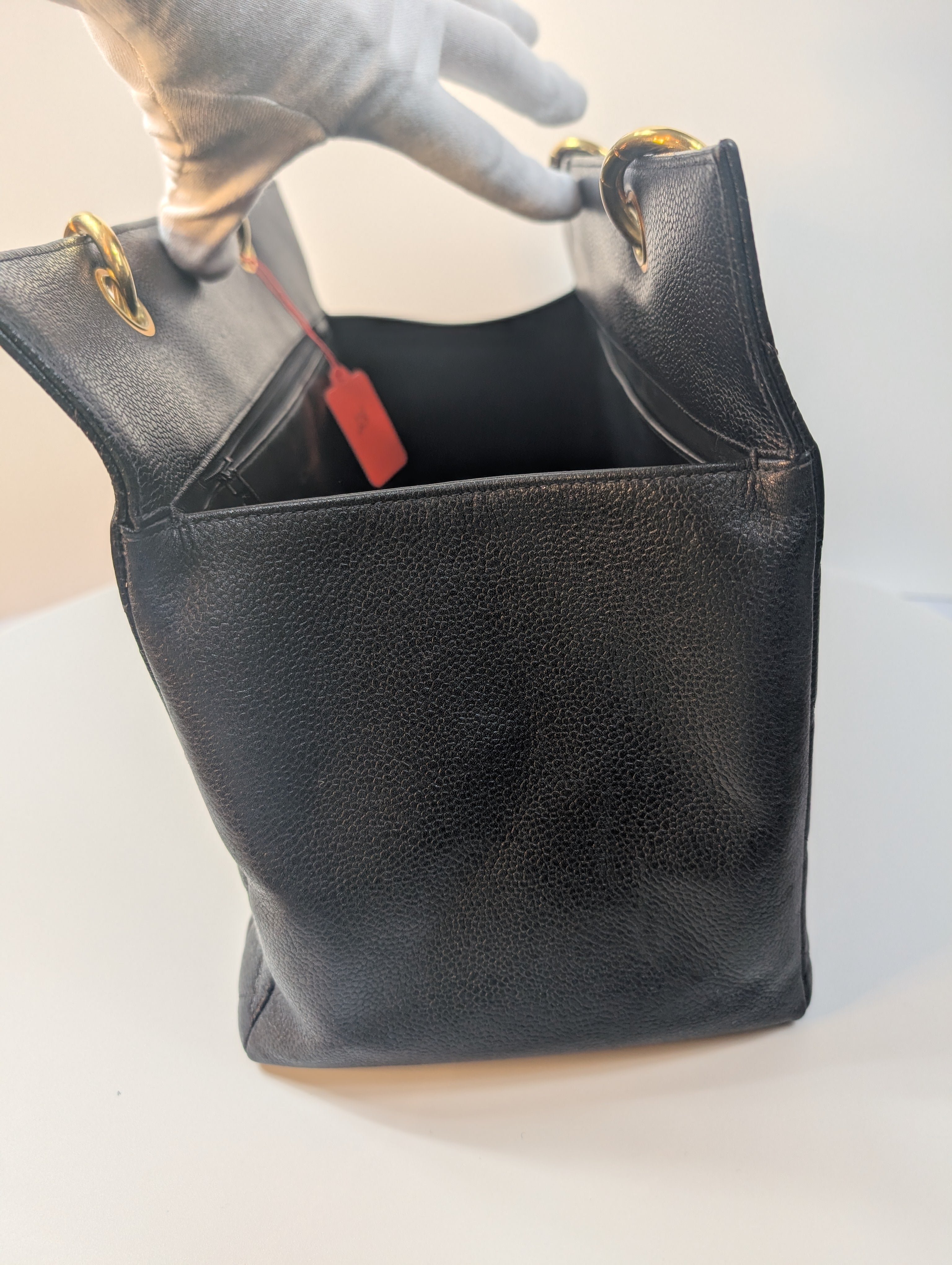 Chanel Vintage Black Quilted Caviar Grand Shopping Tote (GST), 24K gold plated