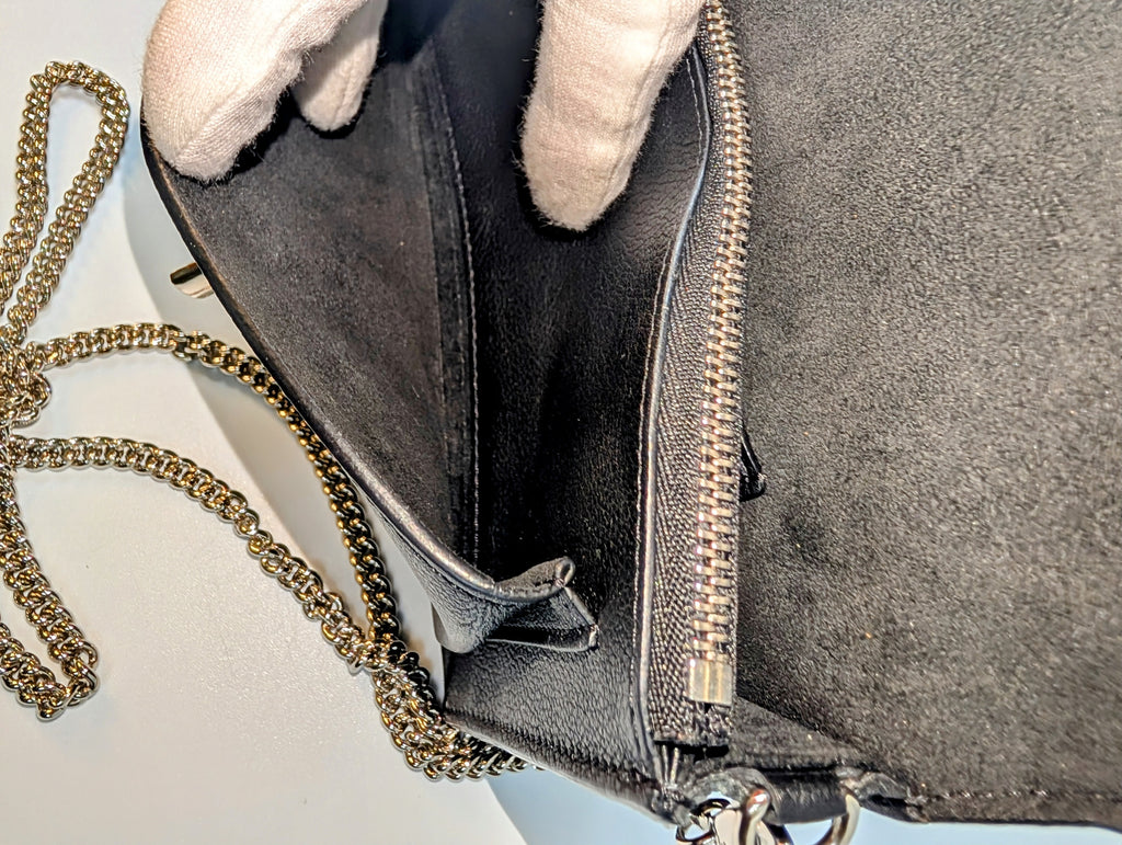 Louis Vuitton Black Grained Leather Twist Wallet on Chain (WOC)