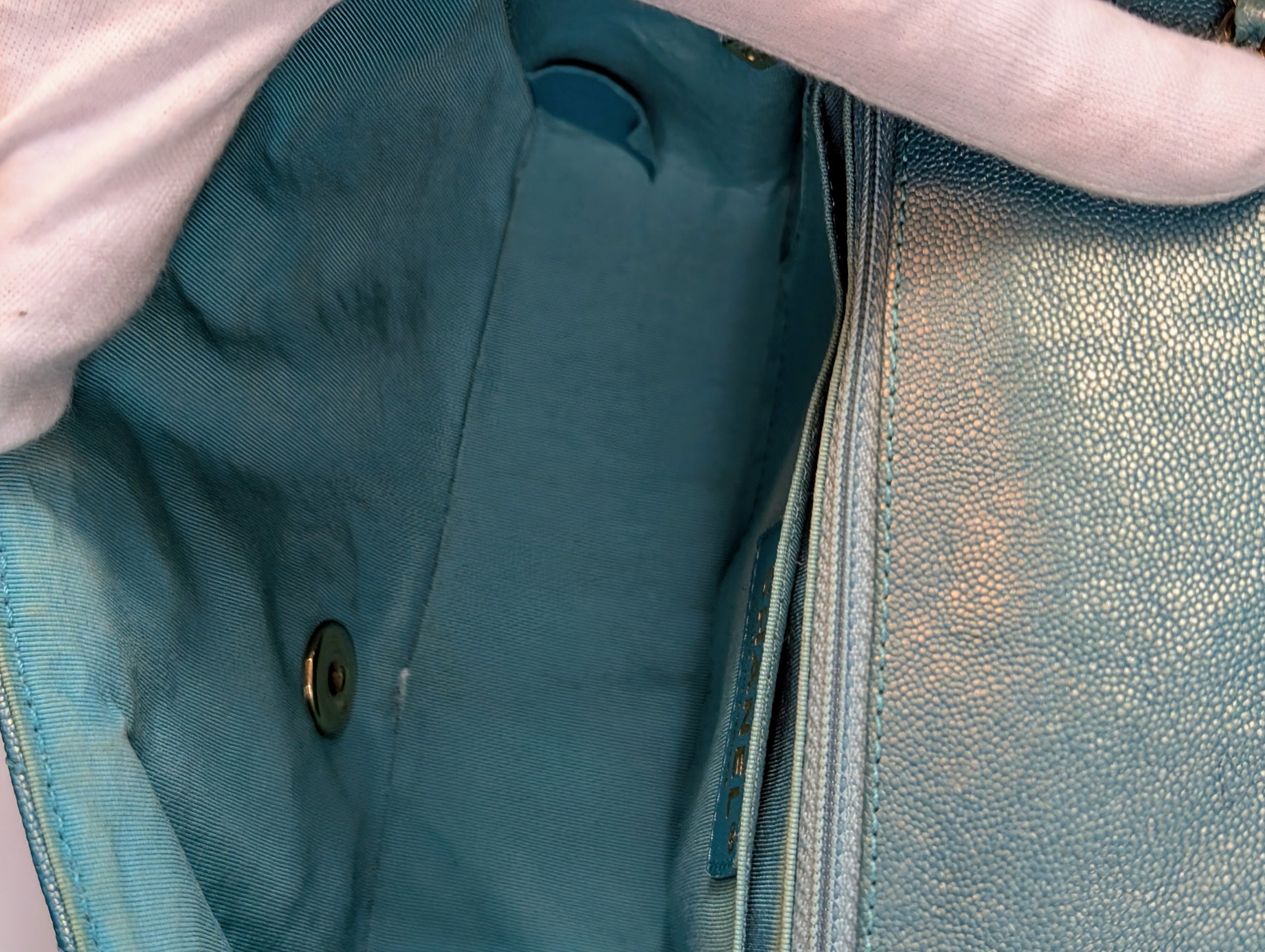 Chanel Luminescent Turquoise Chevron Double Flap Bag