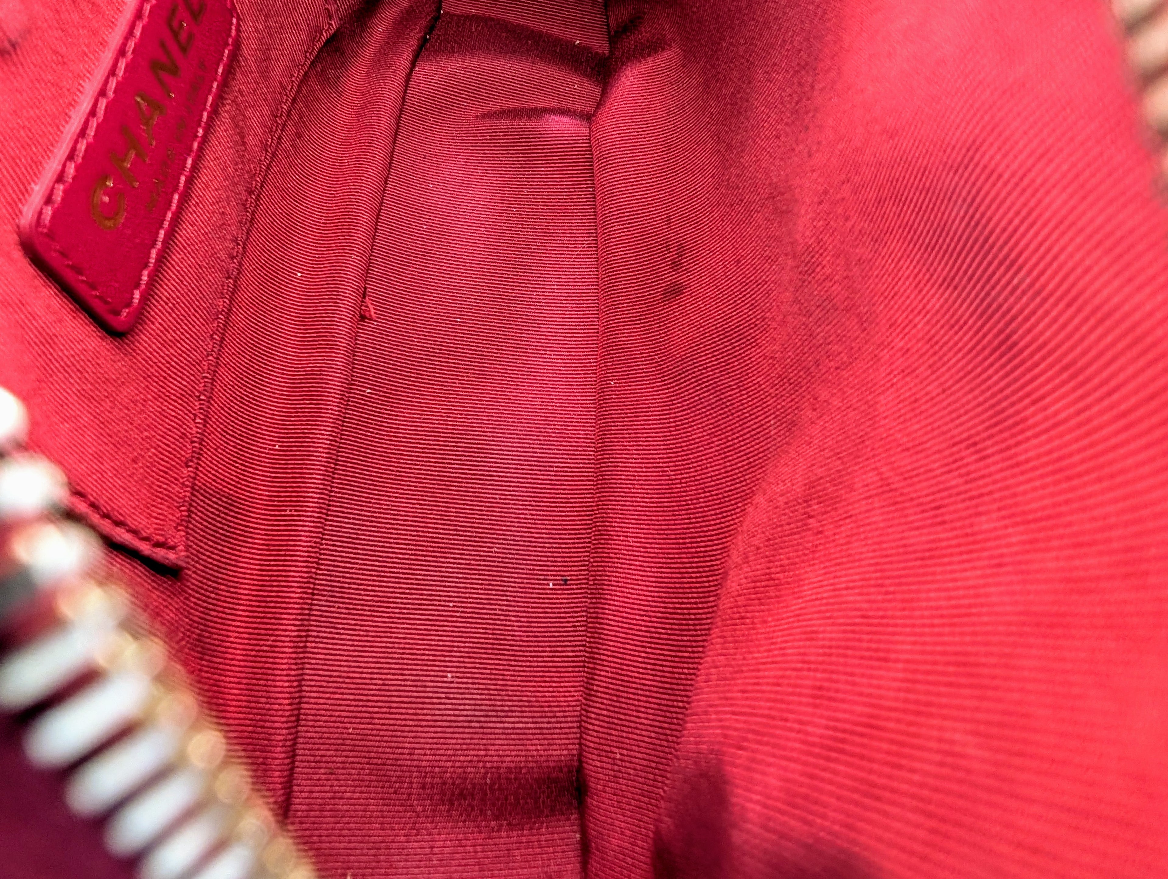 Chanel Red Caviar Small Double Zip Vanity Case with Top Handle