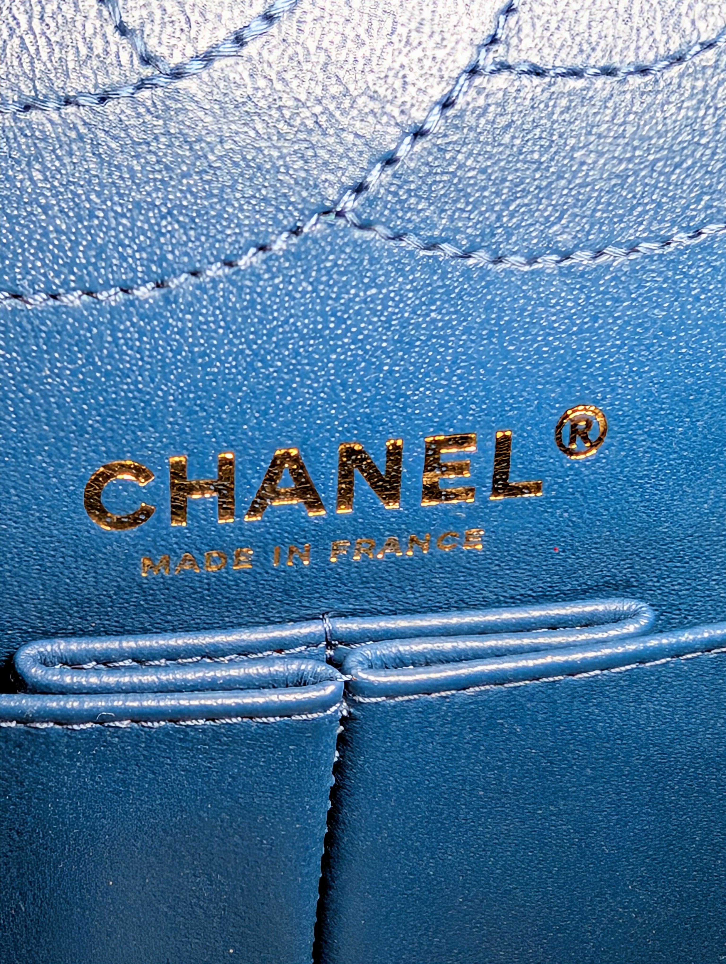 Chanel Raspberry Red Classic Chevron Blue Interior Reissue 2.55 Double Flap