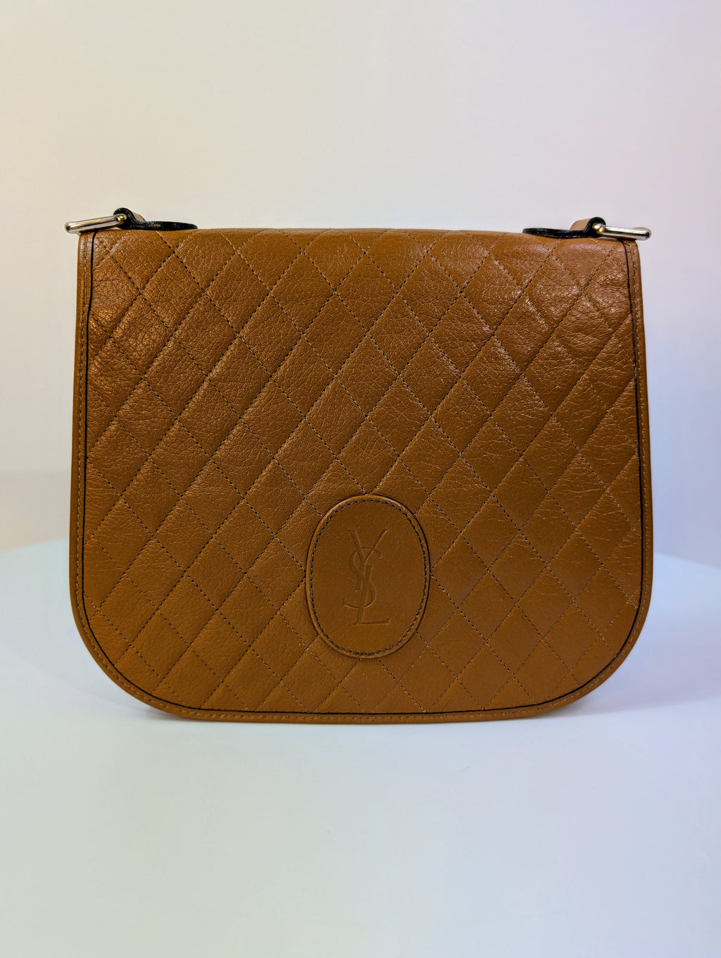 Yves Saint Laurent Vintage Brown Logo Quilted Flap Bag