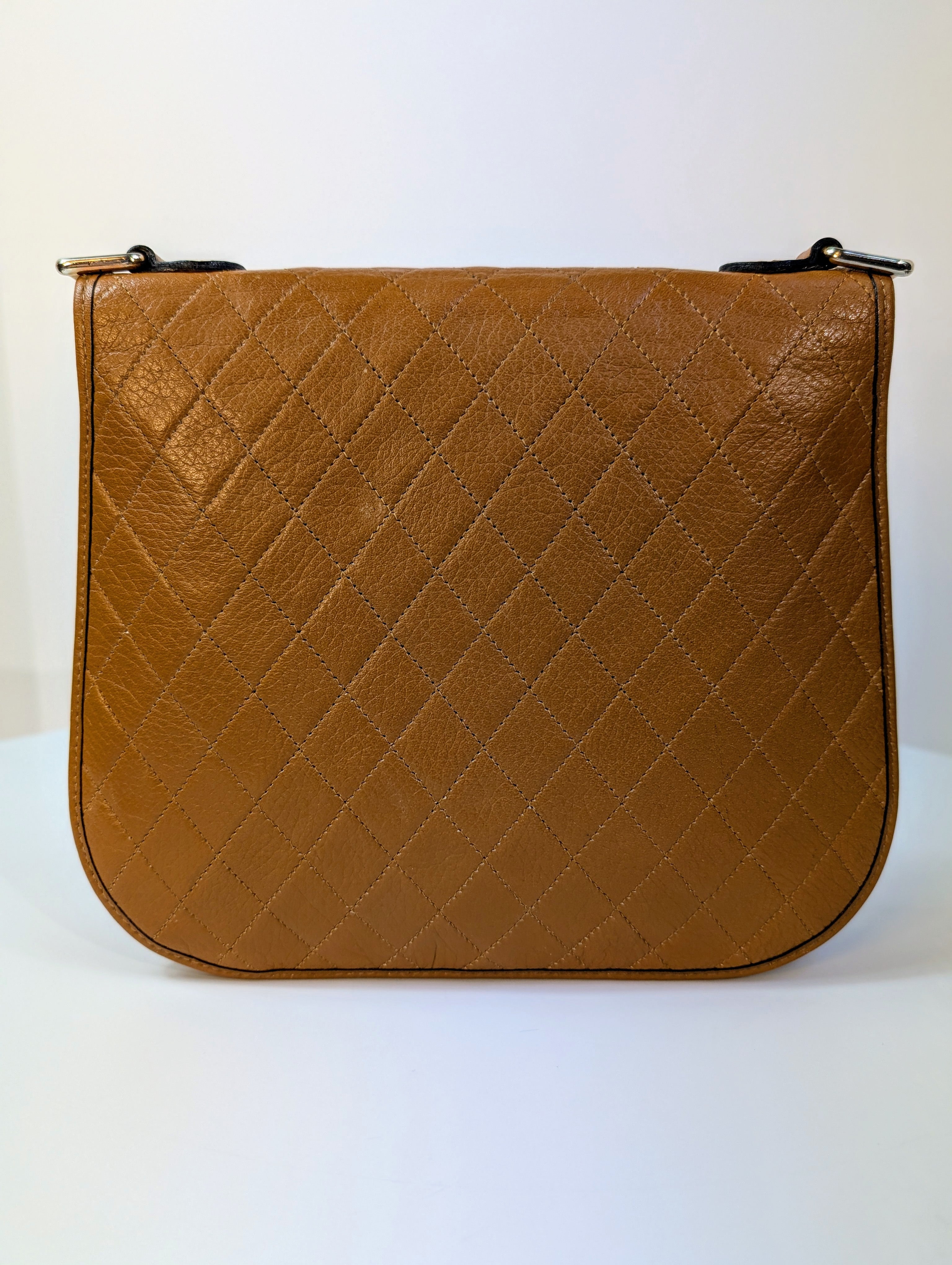 Yves Saint Laurent Vintage Brown Logo Quilted Flap Bag