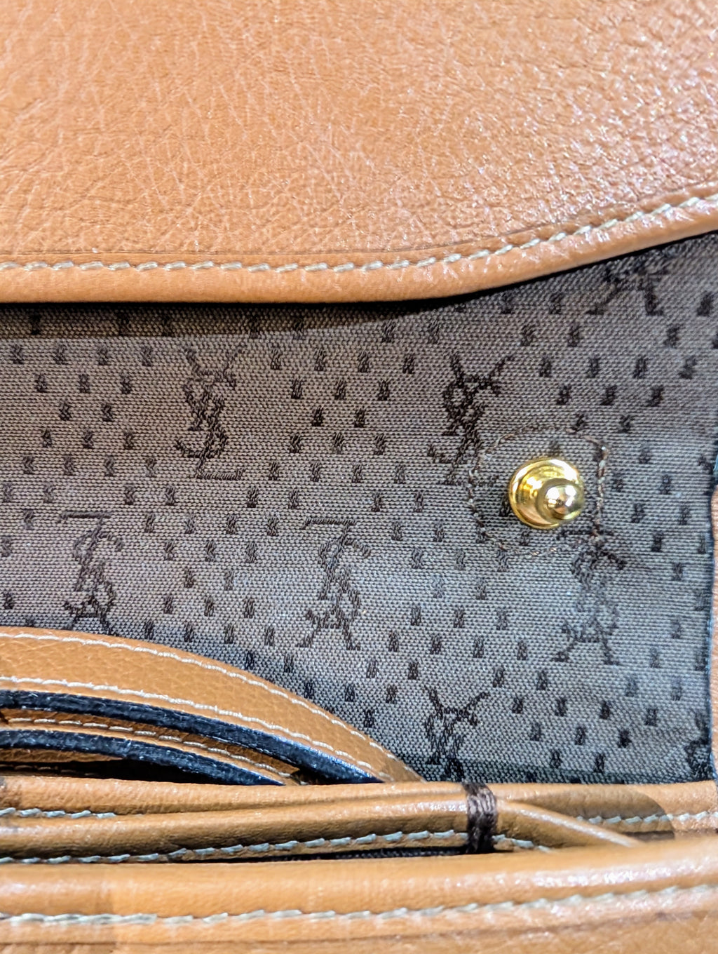 Yves Saint Laurent Vintage Brown Logo Quilted Flap Bag