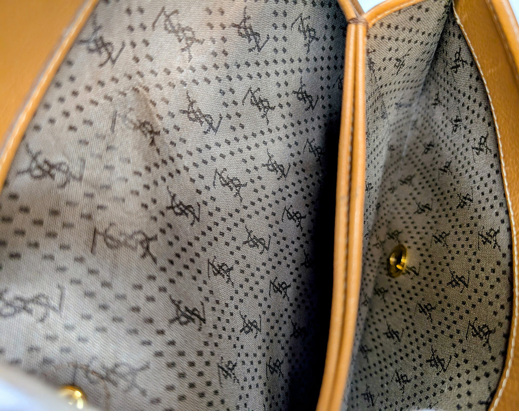 Yves Saint Laurent Vintage Brown Logo Quilted Flap Bag