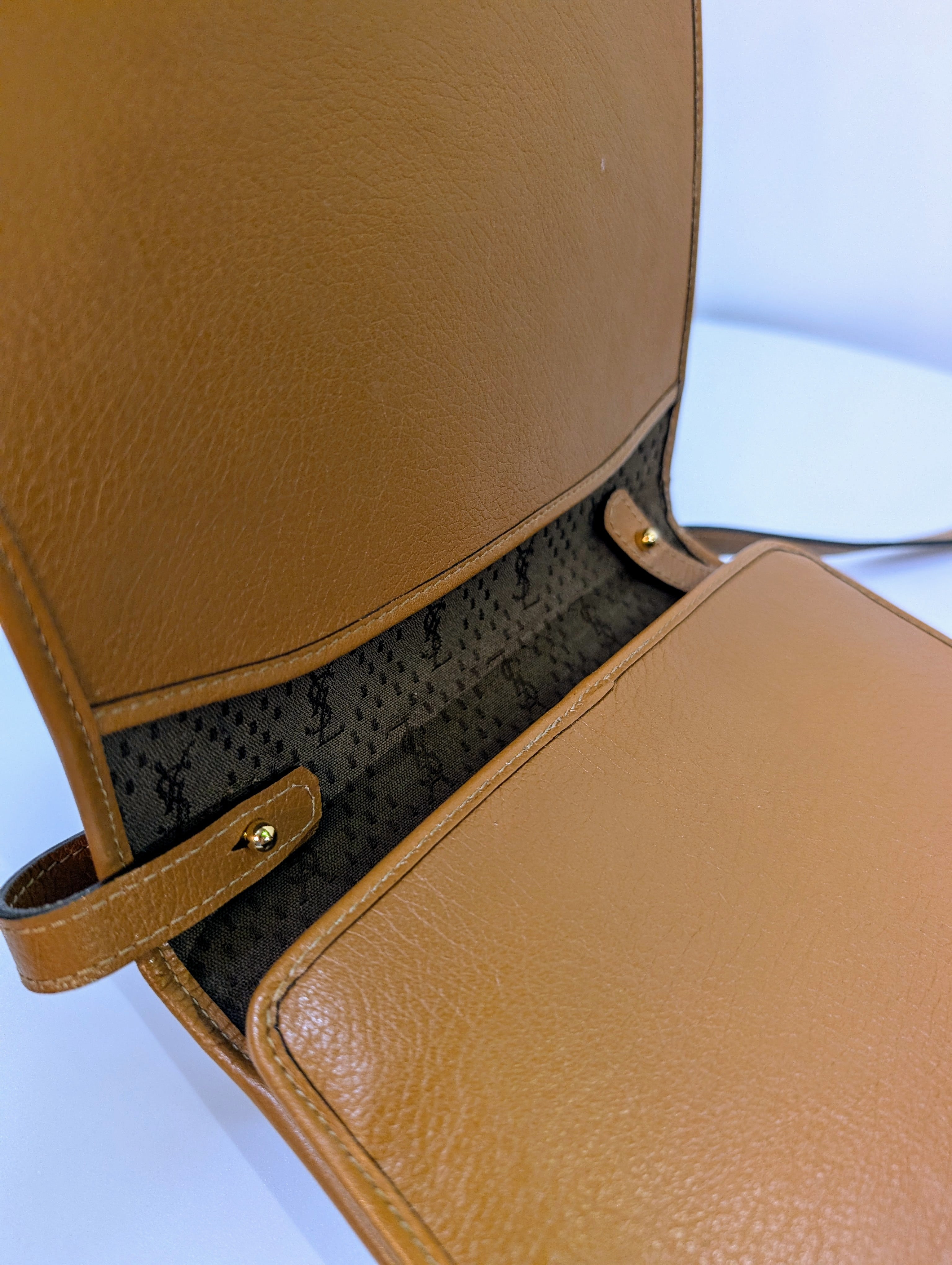 Yves Saint Laurent Vintage Brown Logo Quilted Flap Bag