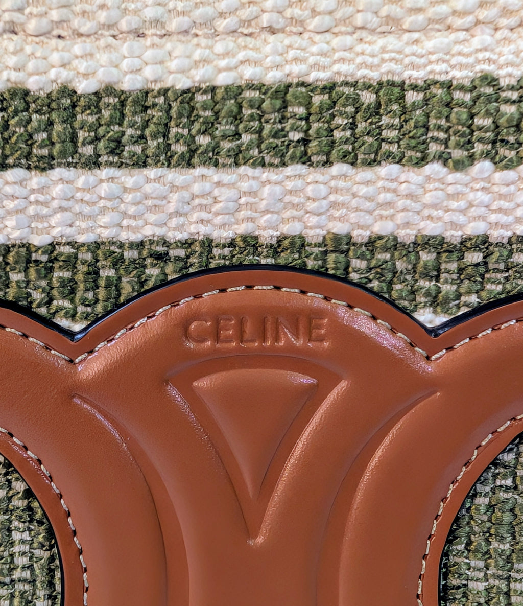 Celine Green Vertical Cabas Triomphe Tote Bag