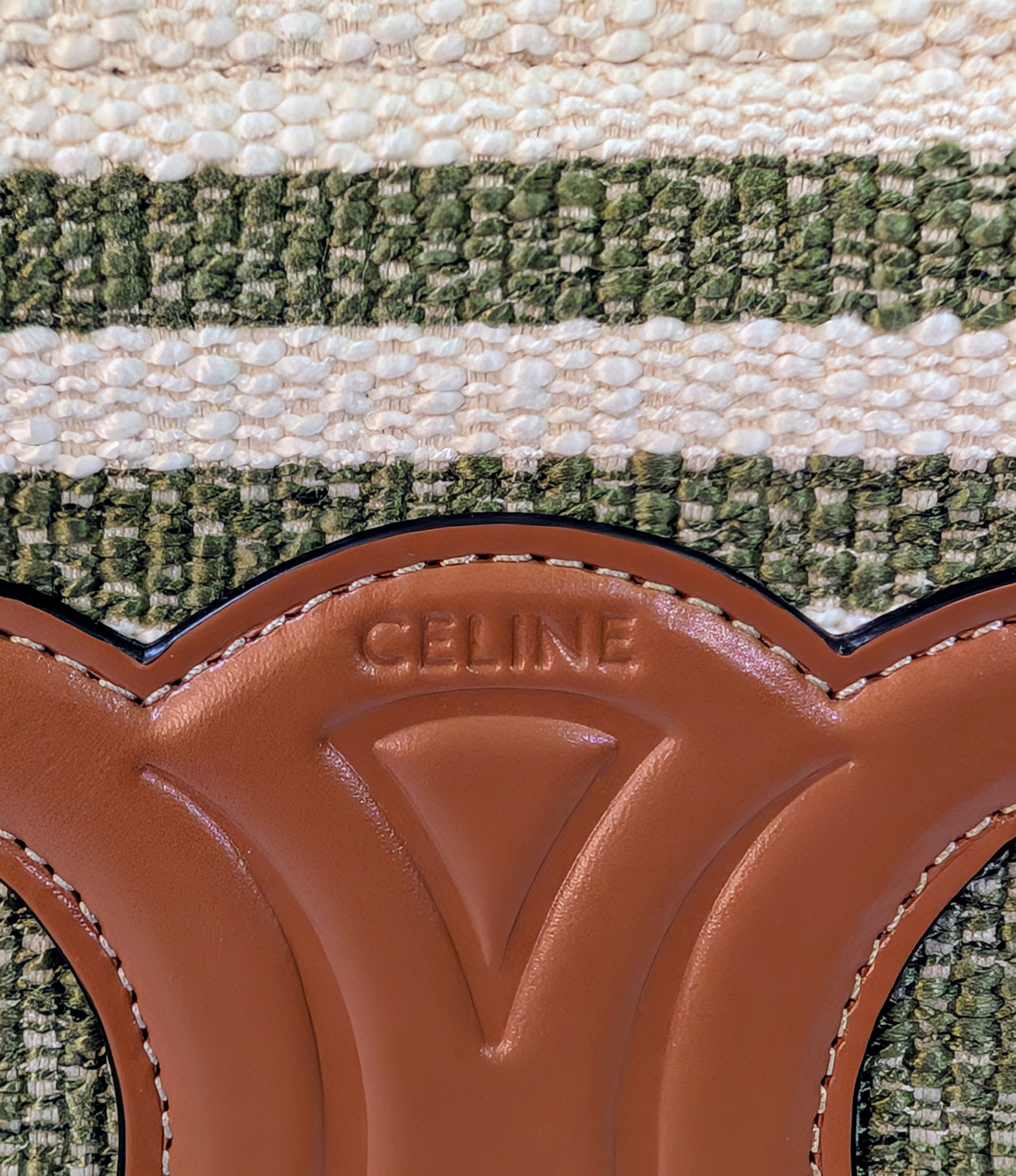 Celine Green Vertical Cabas Triomphe Tote Bag